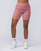 Muscle Nation Bike Shorts Zero Rise Rib Bike Shorts - Sunset Coral Stripe Print