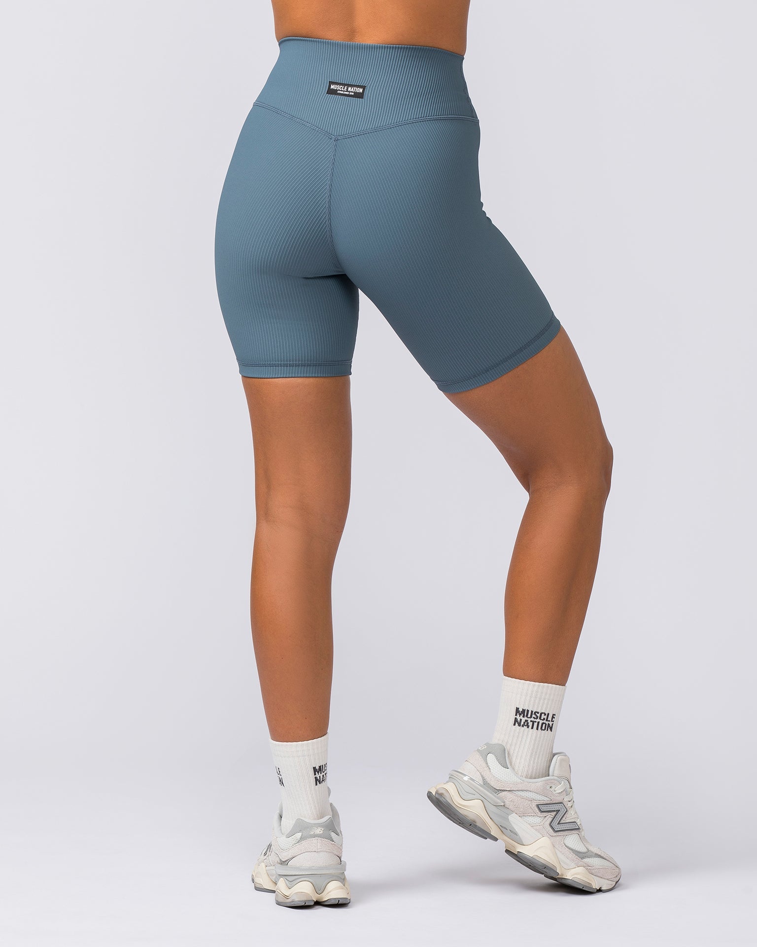 Muscle Nation Bike Shorts Zero Rise Rib Bike Shorts - Tidepool
