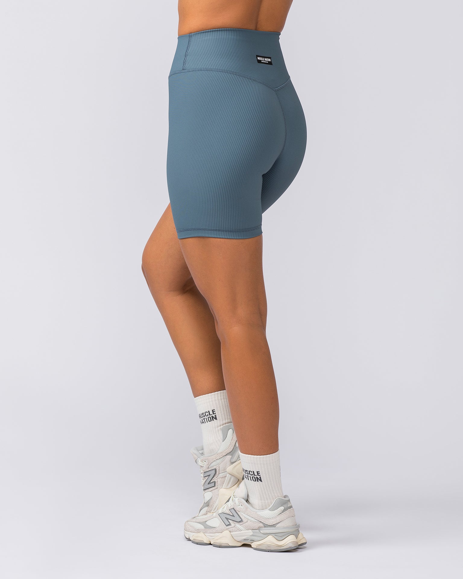 Muscle Nation Bike Shorts Zero Rise Rib Bike Shorts - Tidepool