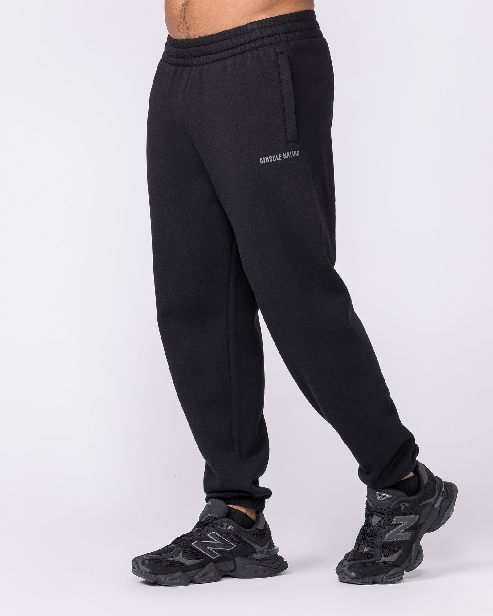 Muscle Nation Bottoms Essential Trackies - Black