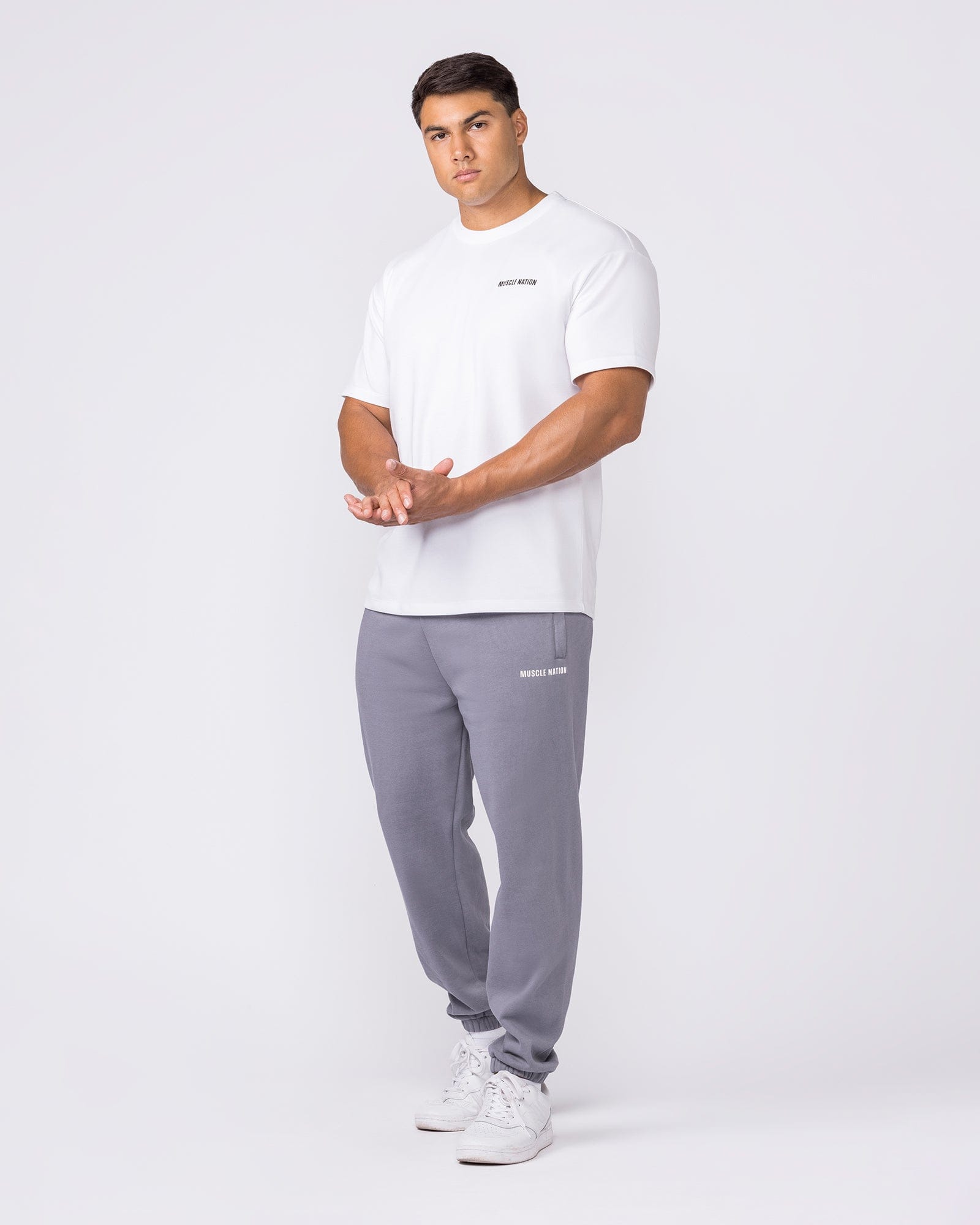 Muscle Nation Bottoms Essential Trackies - Cement