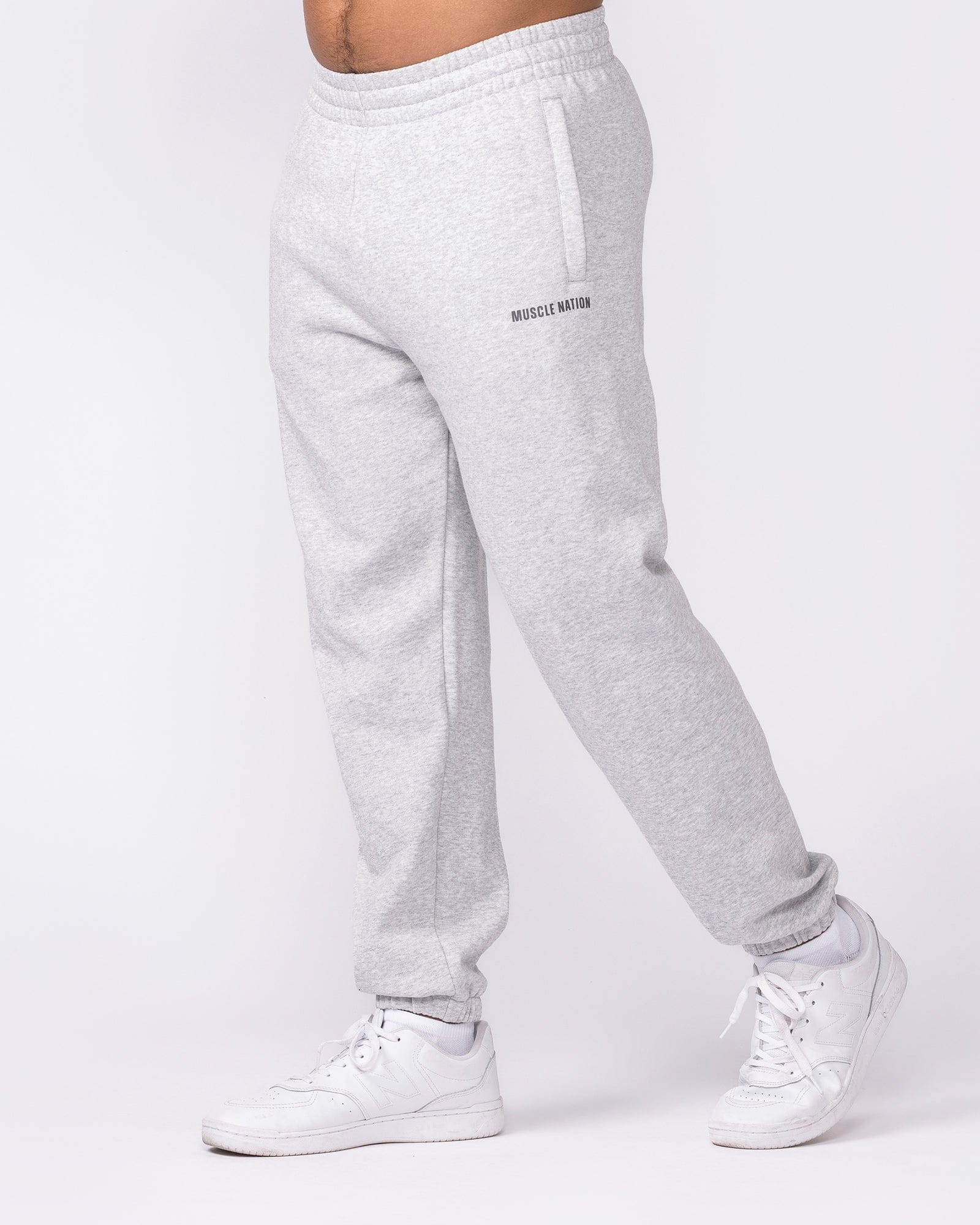 Muscle Nation Bottoms Essential Trackies - Grey Marl