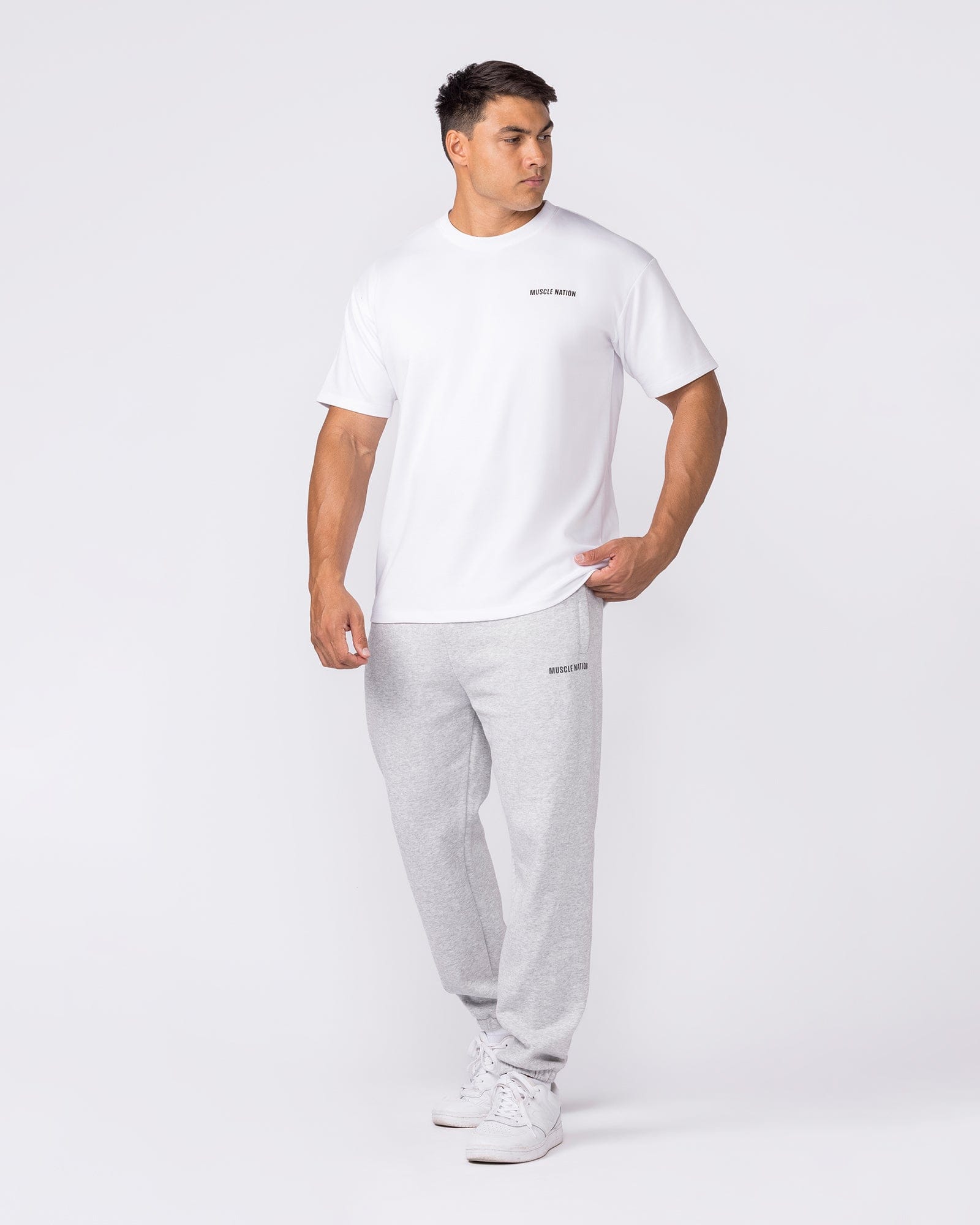 Muscle Nation Bottoms Essential Trackies - Grey Marl