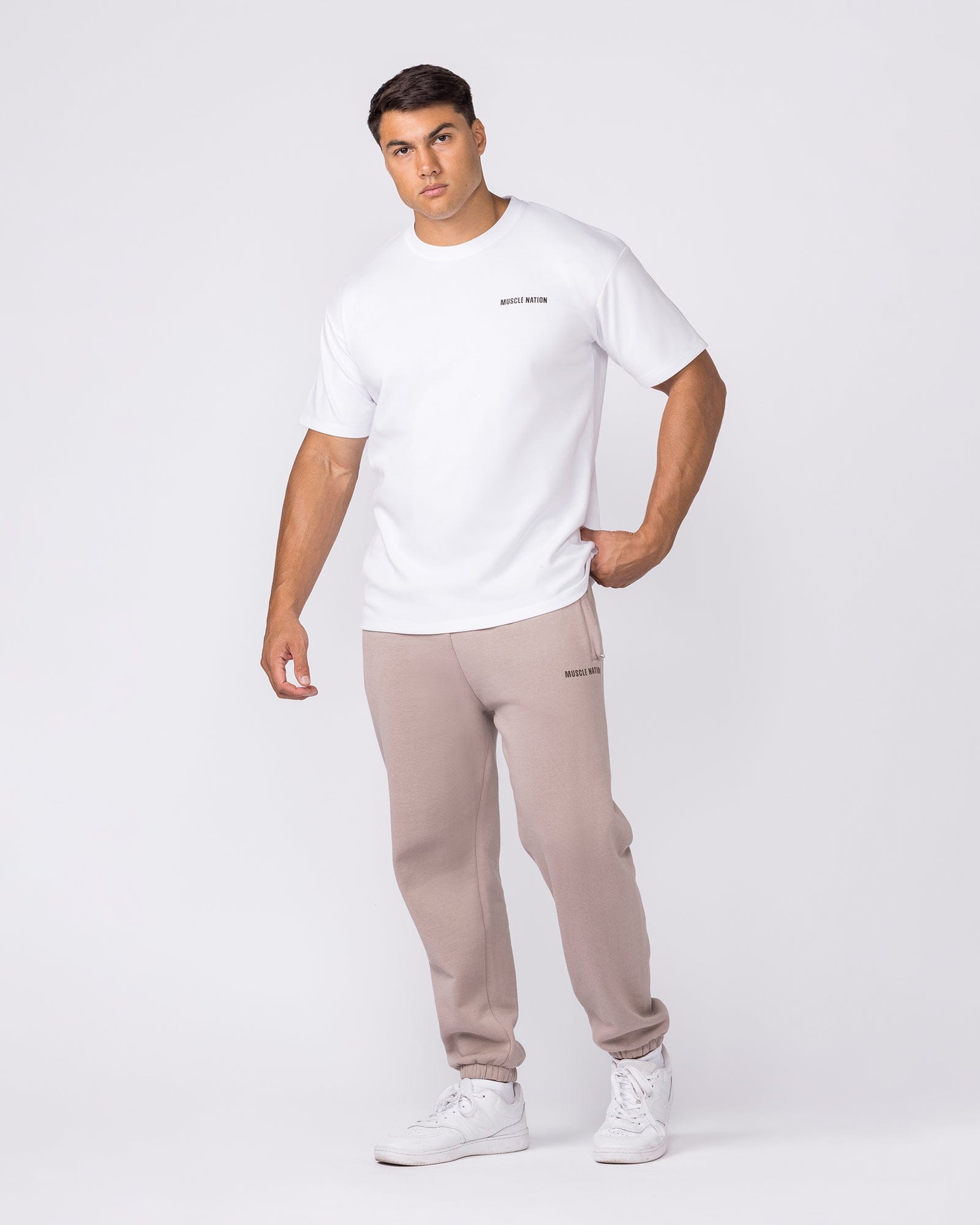 Muscle Nation Bottoms Essential Trackies - Sandstorm