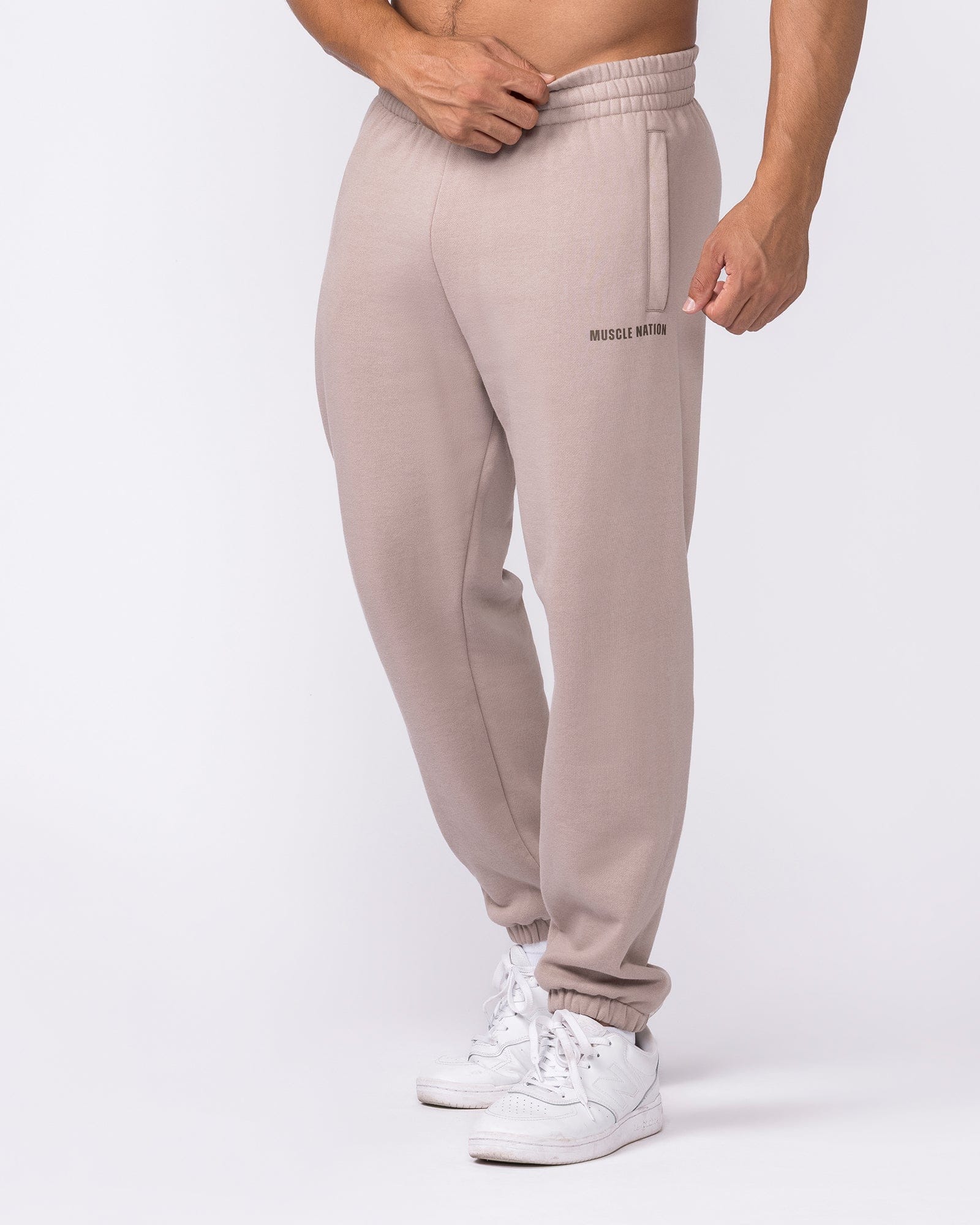 Muscle Nation Bottoms Essential Trackies - Sandstorm