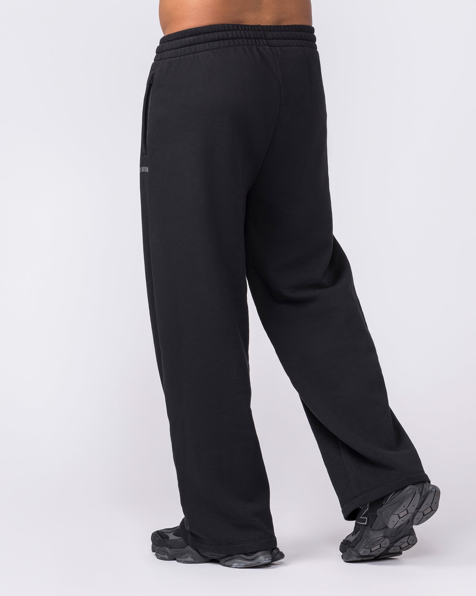 Muscle Nation Bottoms Essential Wide Leg Trackies - Black
