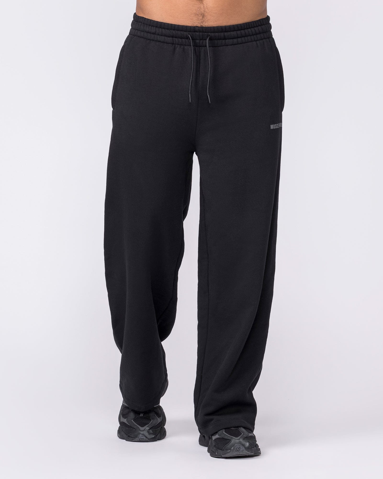 Muscle Nation Bottoms Essential Wide Leg Trackies - Black