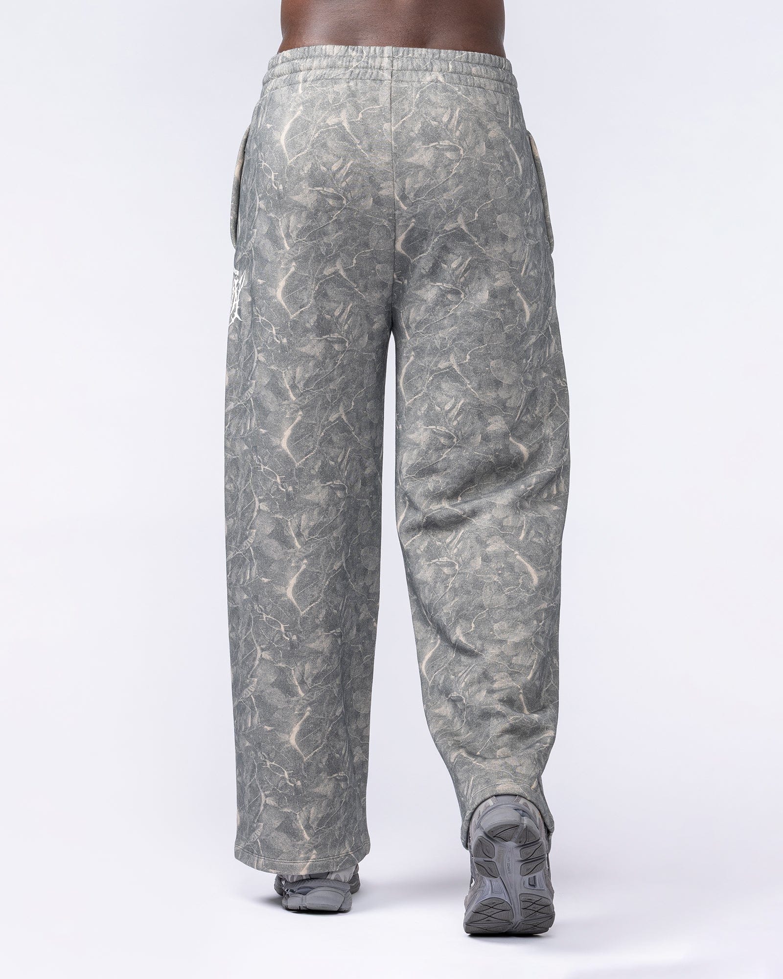 Muscle Nation Bottoms Gothic Wide Leg Trackies - Washed Tree Camo