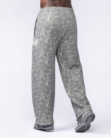 Muscle Nation Bottoms Gothic Wide Leg Trackies - Washed Tree Camo