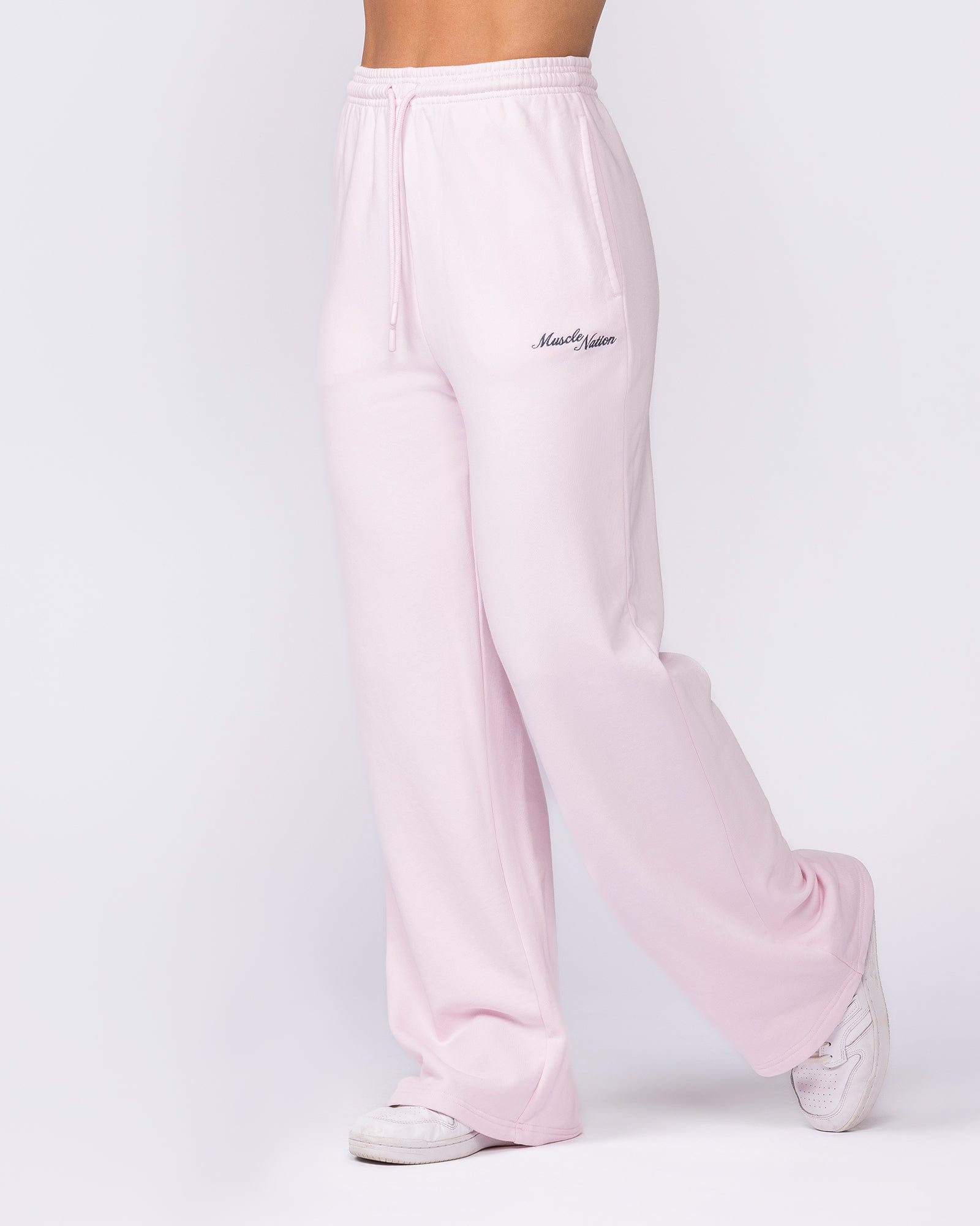 Muscle Nation Bottoms Loopback Straight Leg Trackies - Babydoll