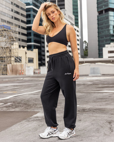 Muscle Nation Bottoms Routine Slouchy Trackies - Black