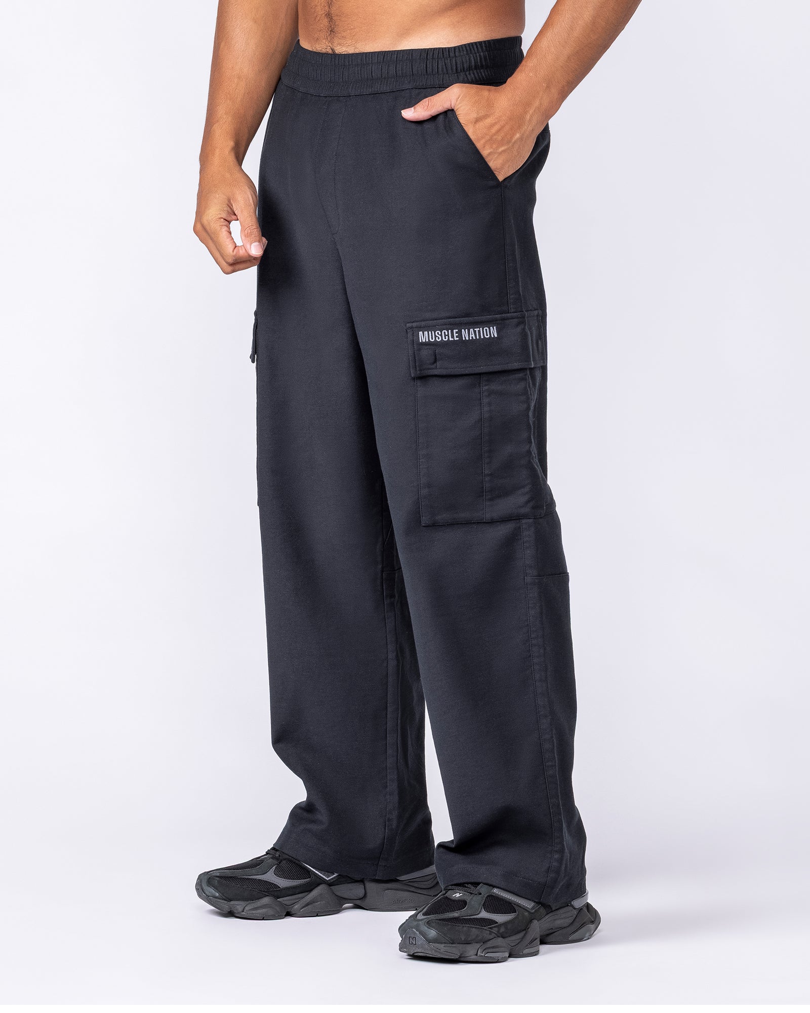 Muscle Nation Bottoms Utility Cargo Pants - Black