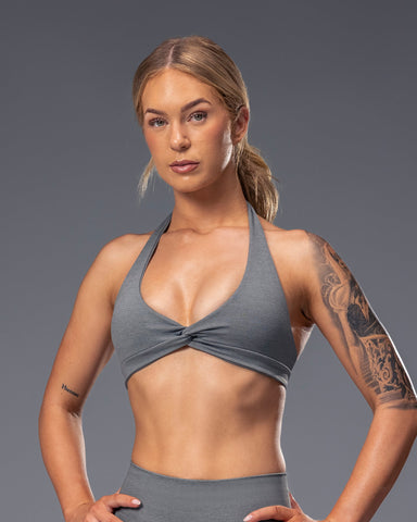 Muscle Nation Bralettes Bare Seamless Halter Bralette - Alloy Marl