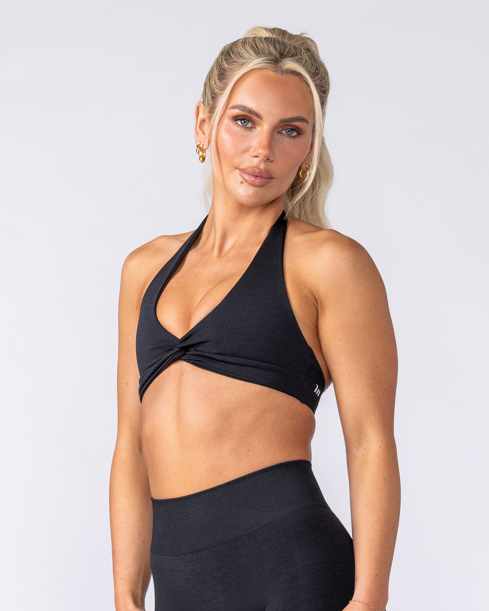 Muscle Nation Bralettes Bare Seamless Halter Bralette - Black