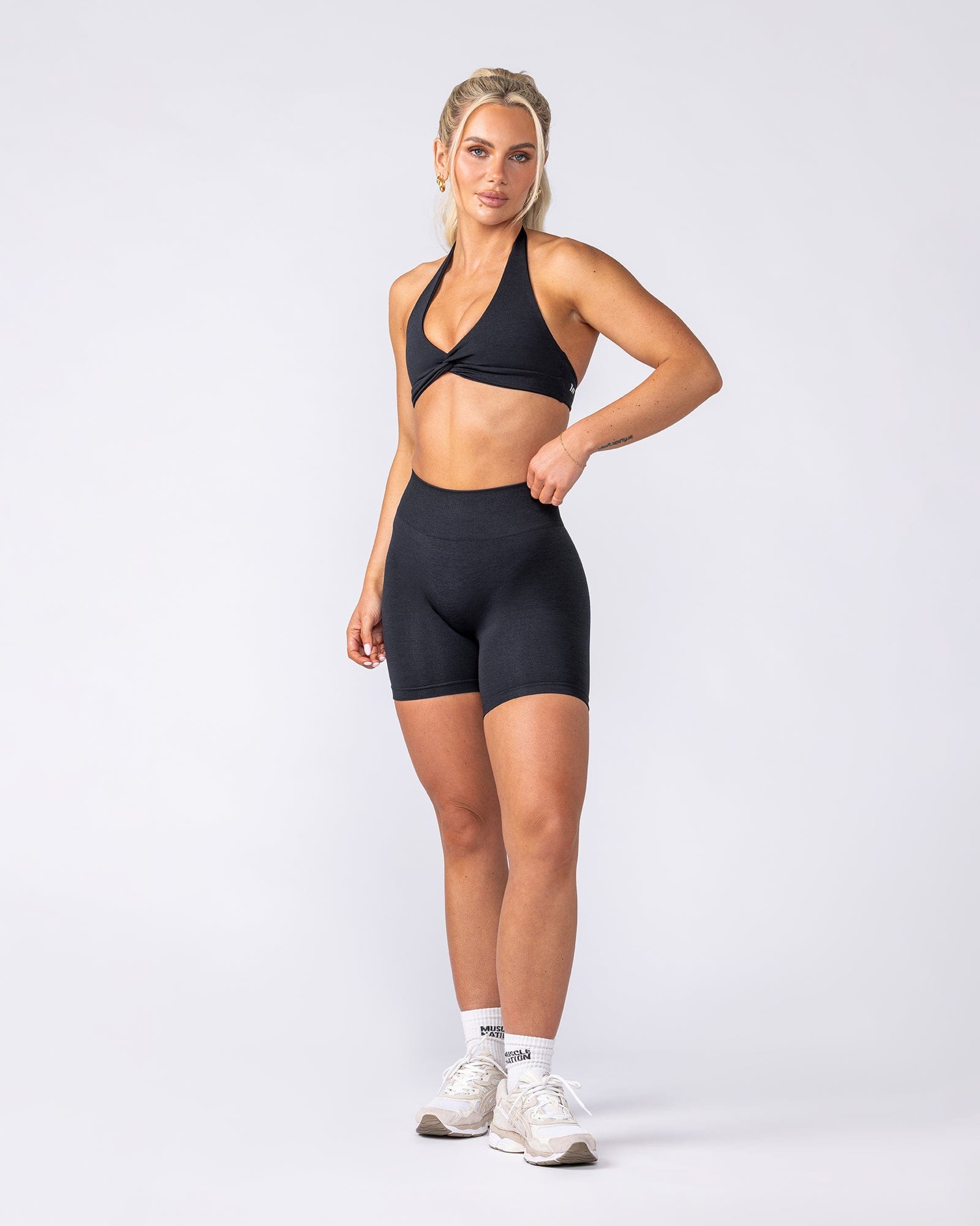 Muscle Nation Bralettes Bare Seamless Halter Bralette - Black