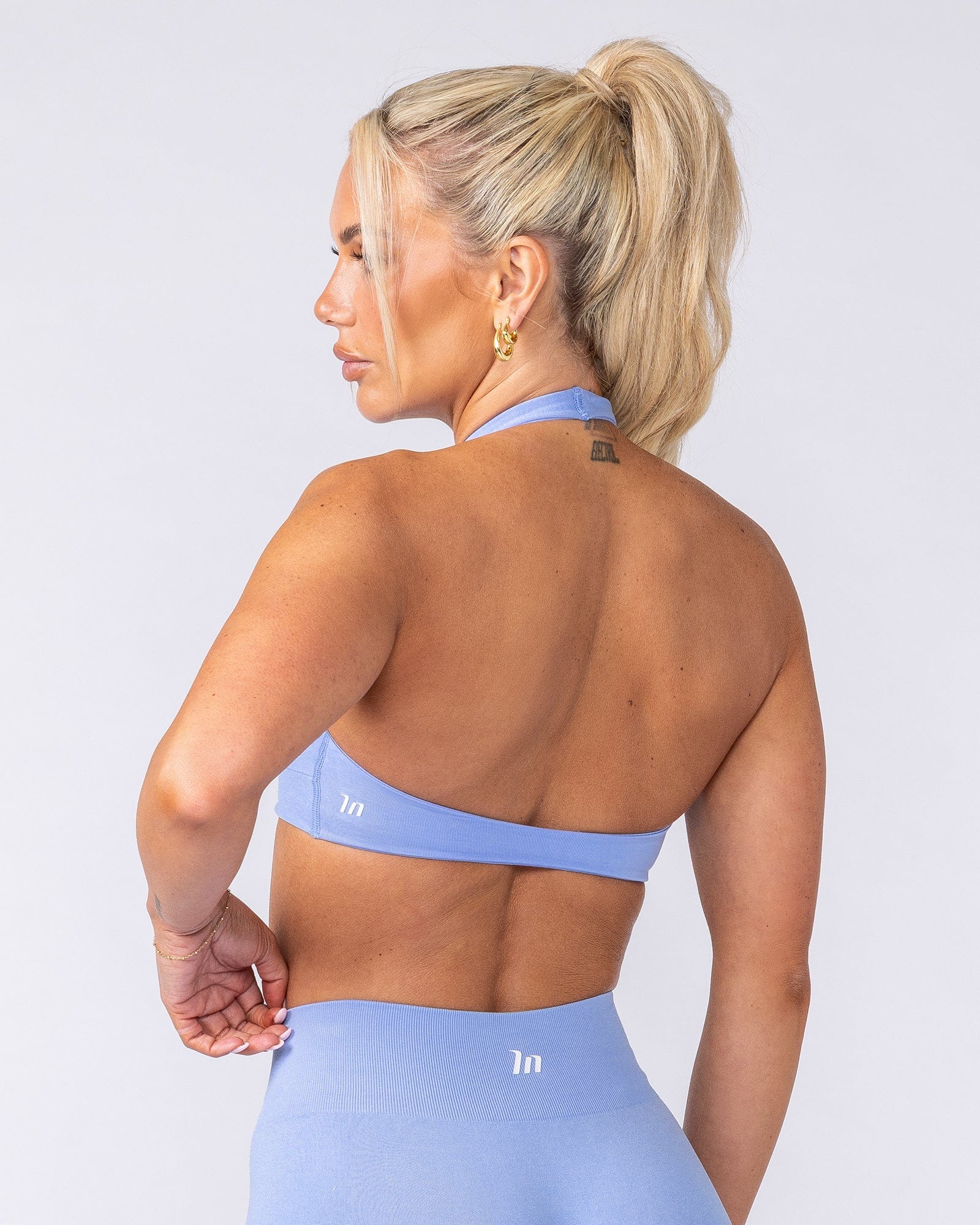 Muscle Nation Bralettes Bare Seamless Halter Bralette - Pale Cornflower Marl