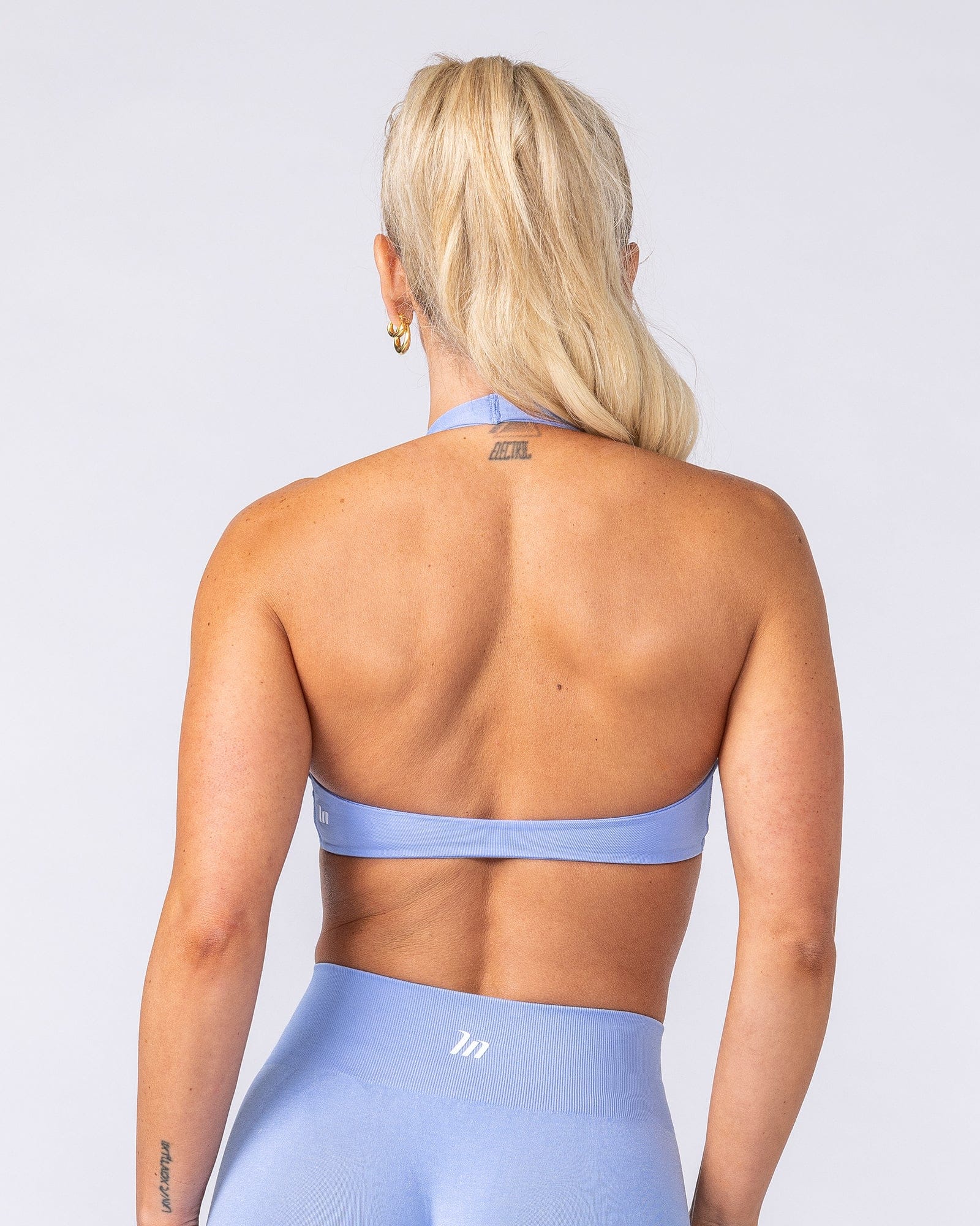 Muscle Nation Bralettes Bare Seamless Halter Bralette - Pale Cornflower Marl