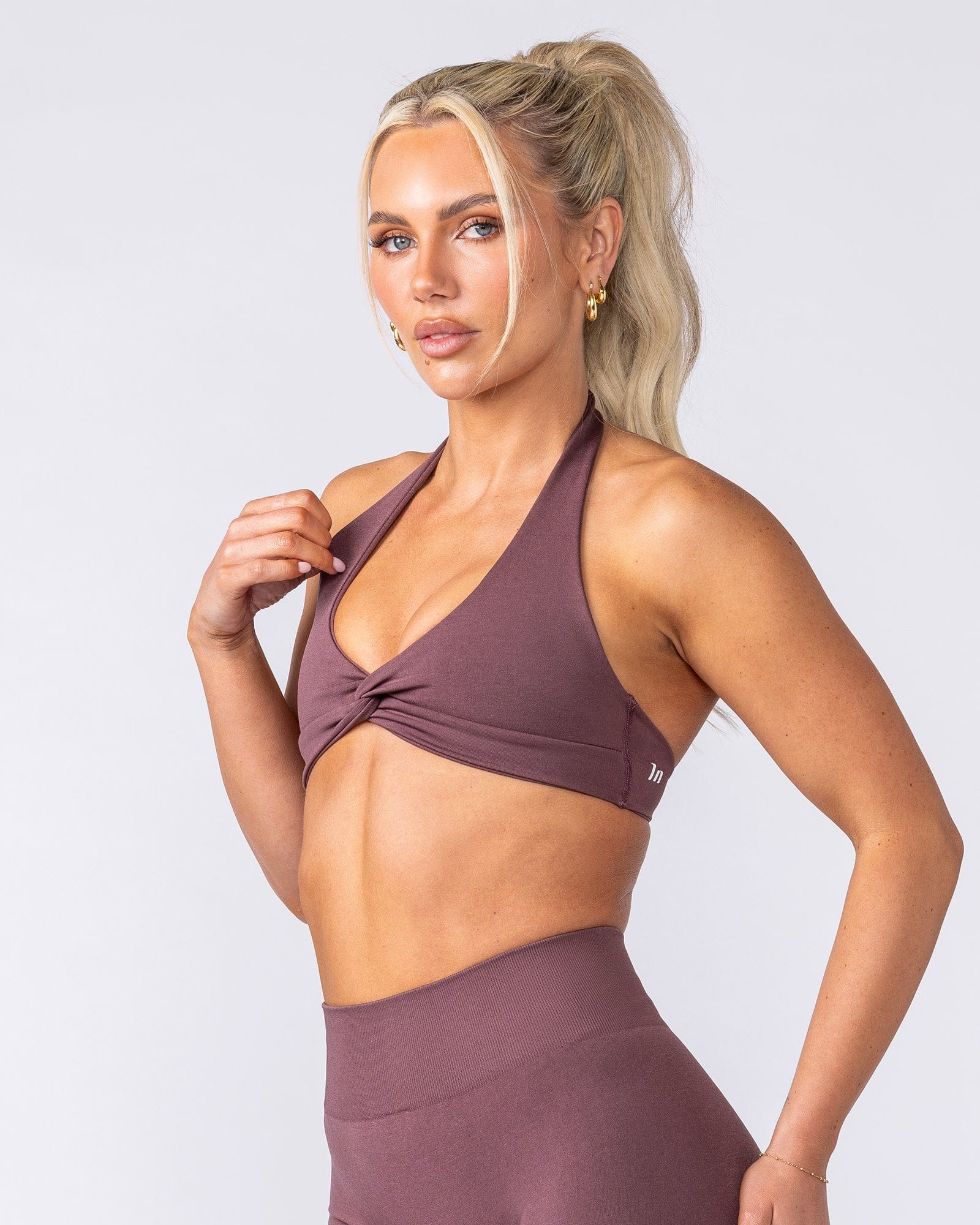 Muscle Nation Bralettes Bare Seamless Halter Bralette - Rocky Road Marl
