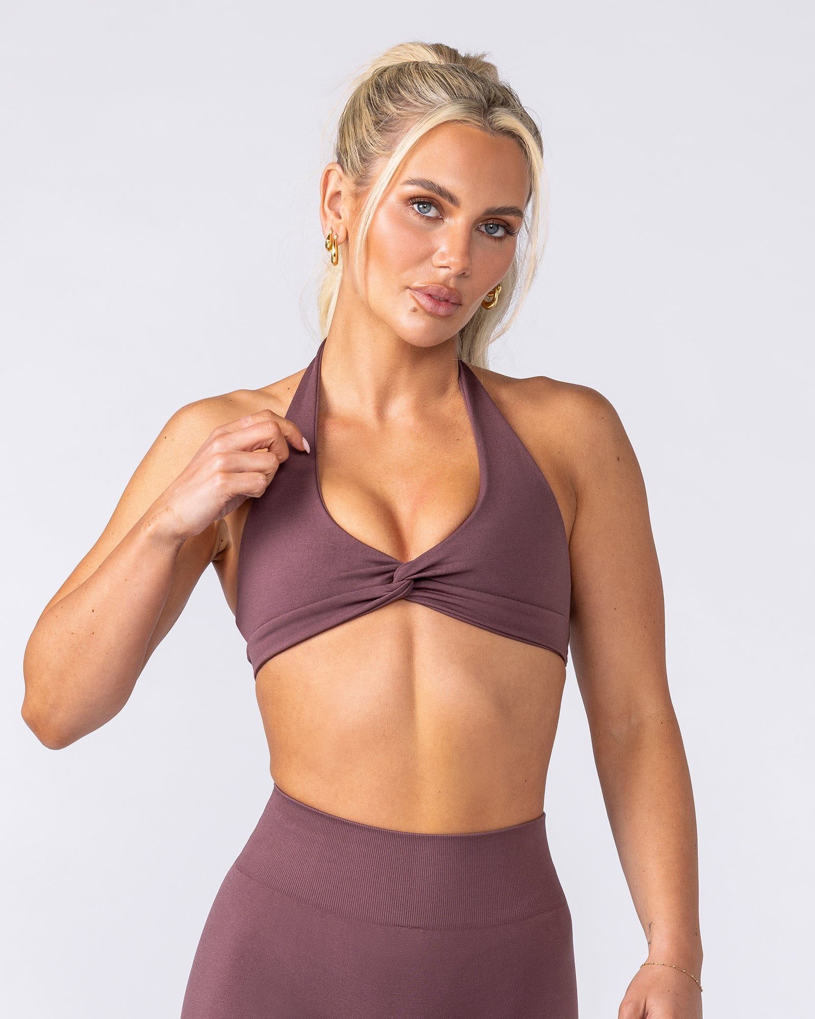 Muscle Nation Bralettes Bare Seamless Halter Bralette - Rocky Road Marl