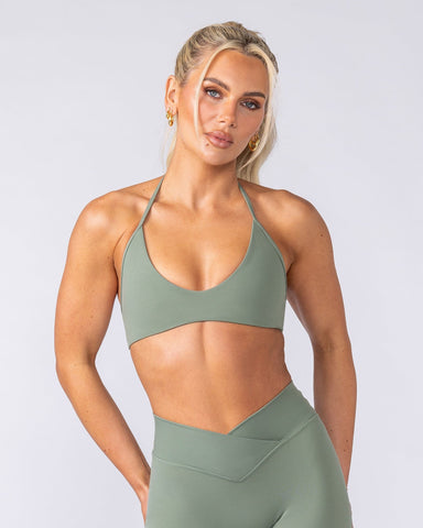 Muscle Nation Bralettes Base Halter Bralette - Muted Khaki