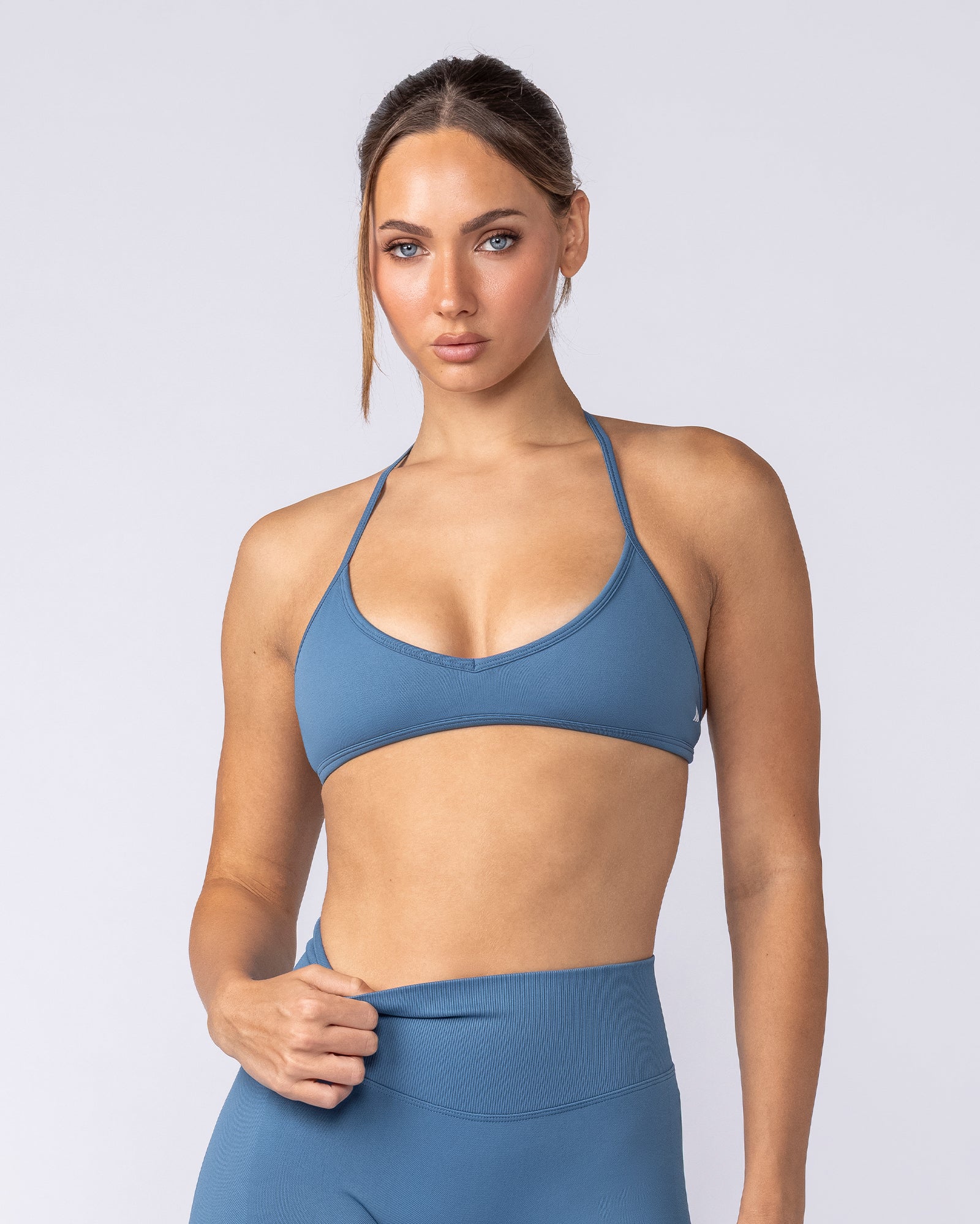 Muscle Nation Bralettes Micro Halter Seamless Bralette - Bluestone