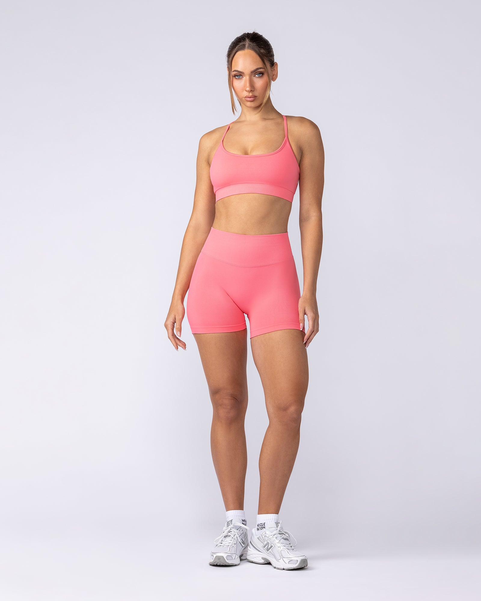 Muscle Nation Bralettes Revealed T-Back Seamless Bra - Pink Coral