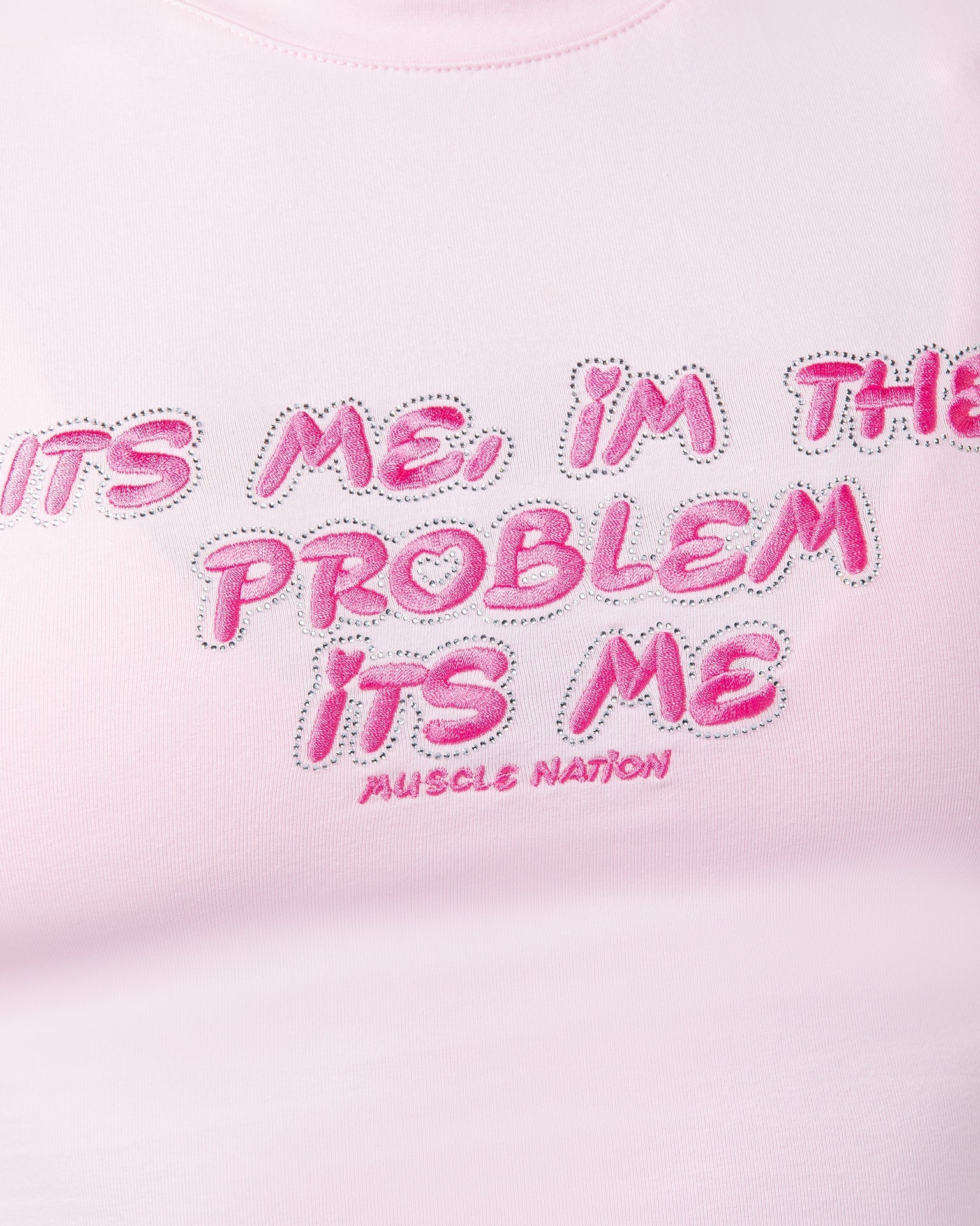 Muscle Nation Crop Tops I'm The Problem Baby Tee - Baby Pink