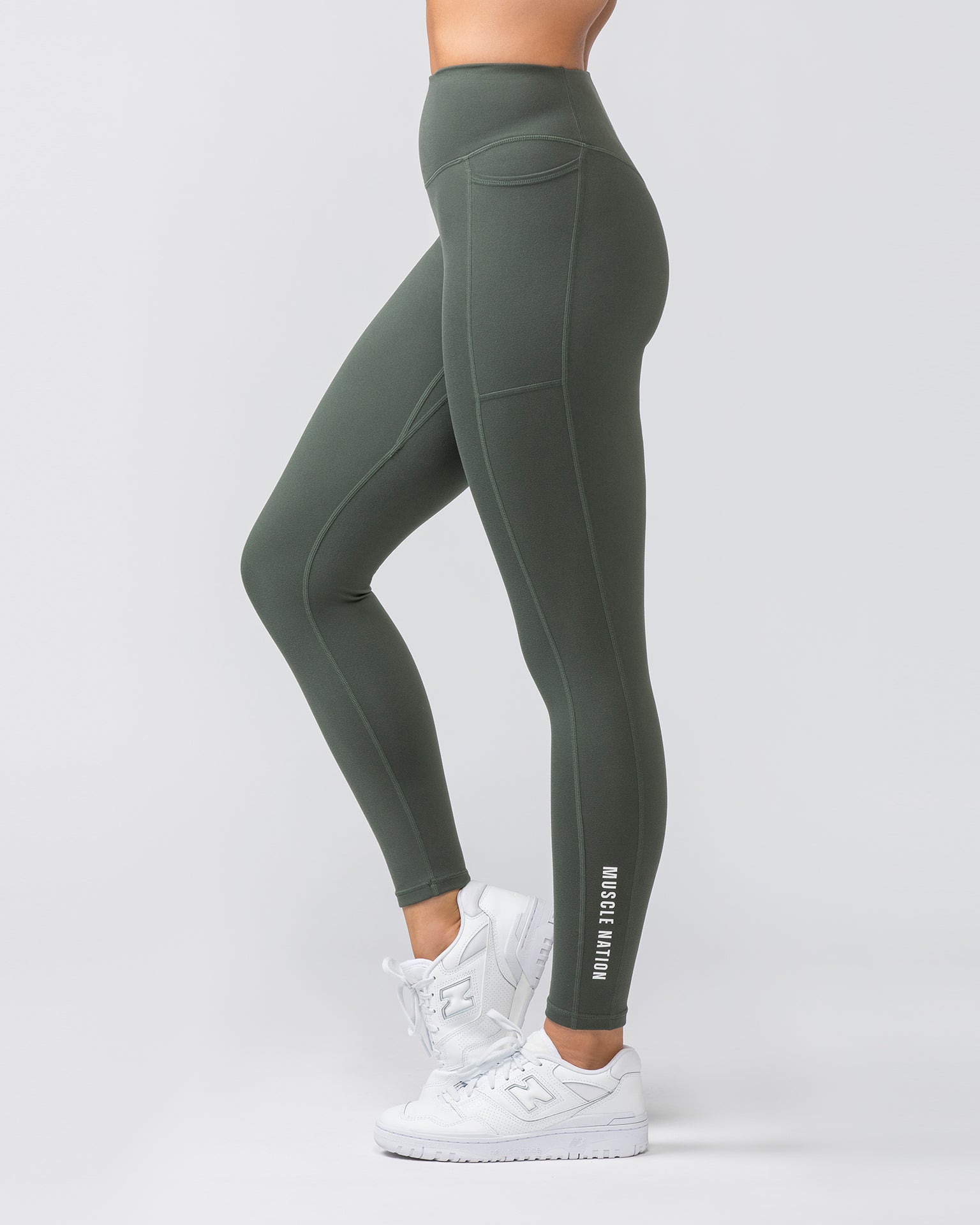 Muscle Nation Gym Leggings Everyday Pocket Ankle Length Leggings - Eucalyptus