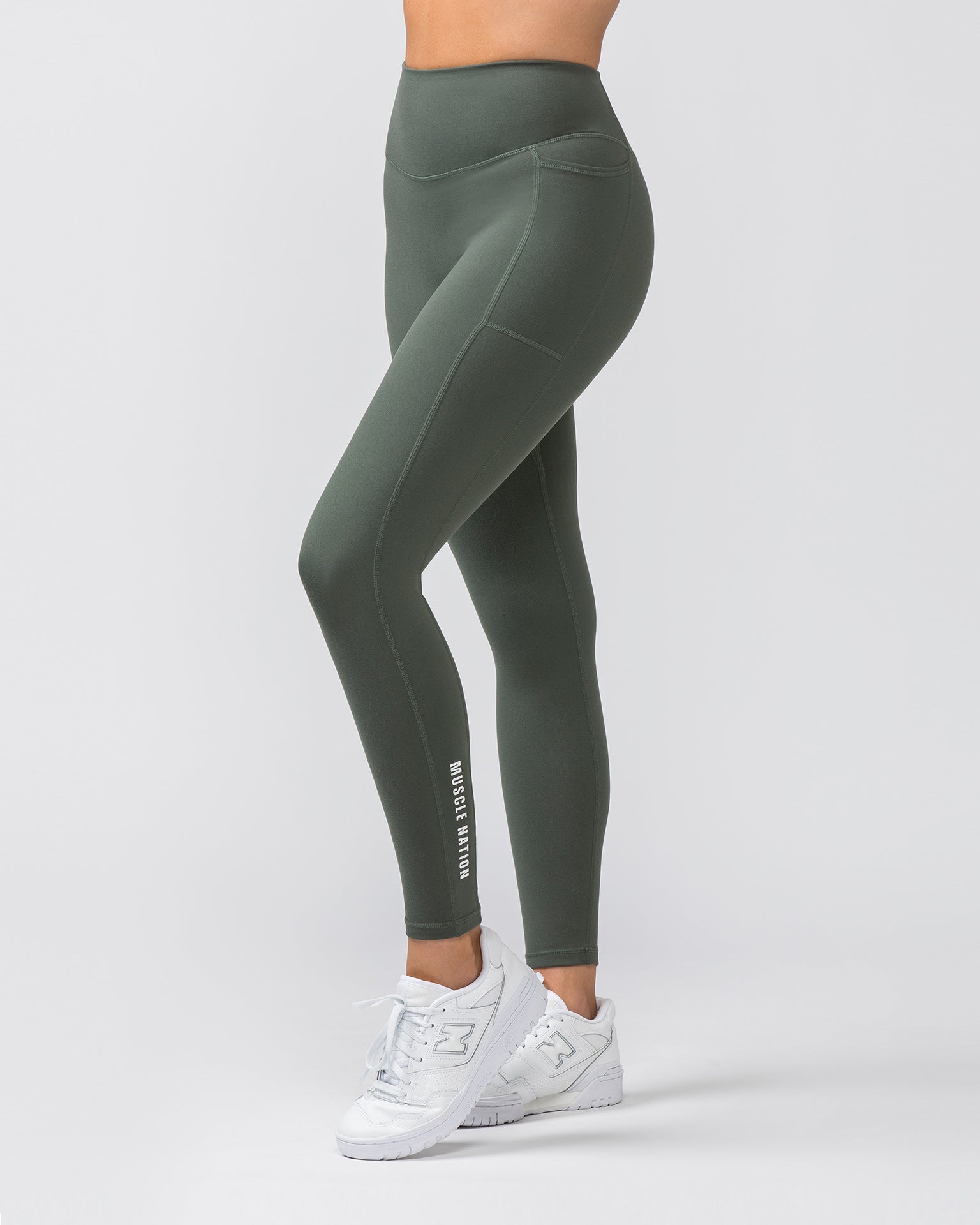 Muscle Nation Gym Leggings Everyday Pocket Ankle Length Leggings - Eucalyptus