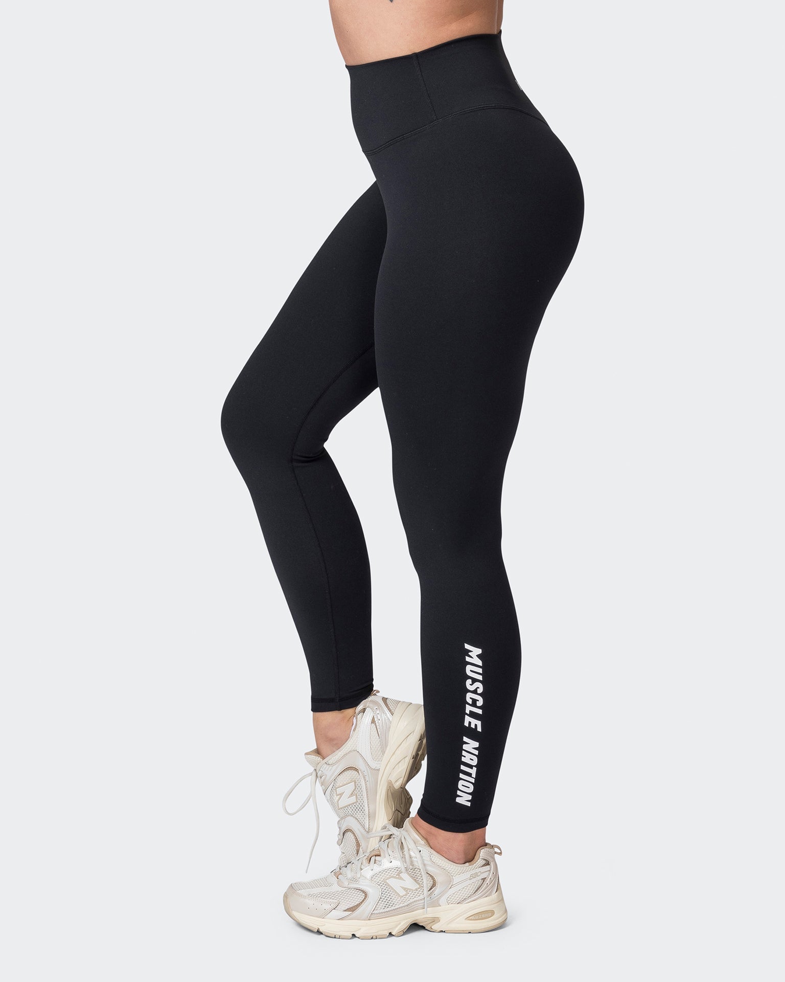 Muscle Nation Gym Leggings Replay Signature Ankle Length Leggings - Black