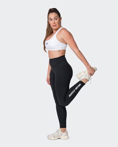 Muscle Nation Gym Leggings Replay Signature Ankle Length Leggings - Black