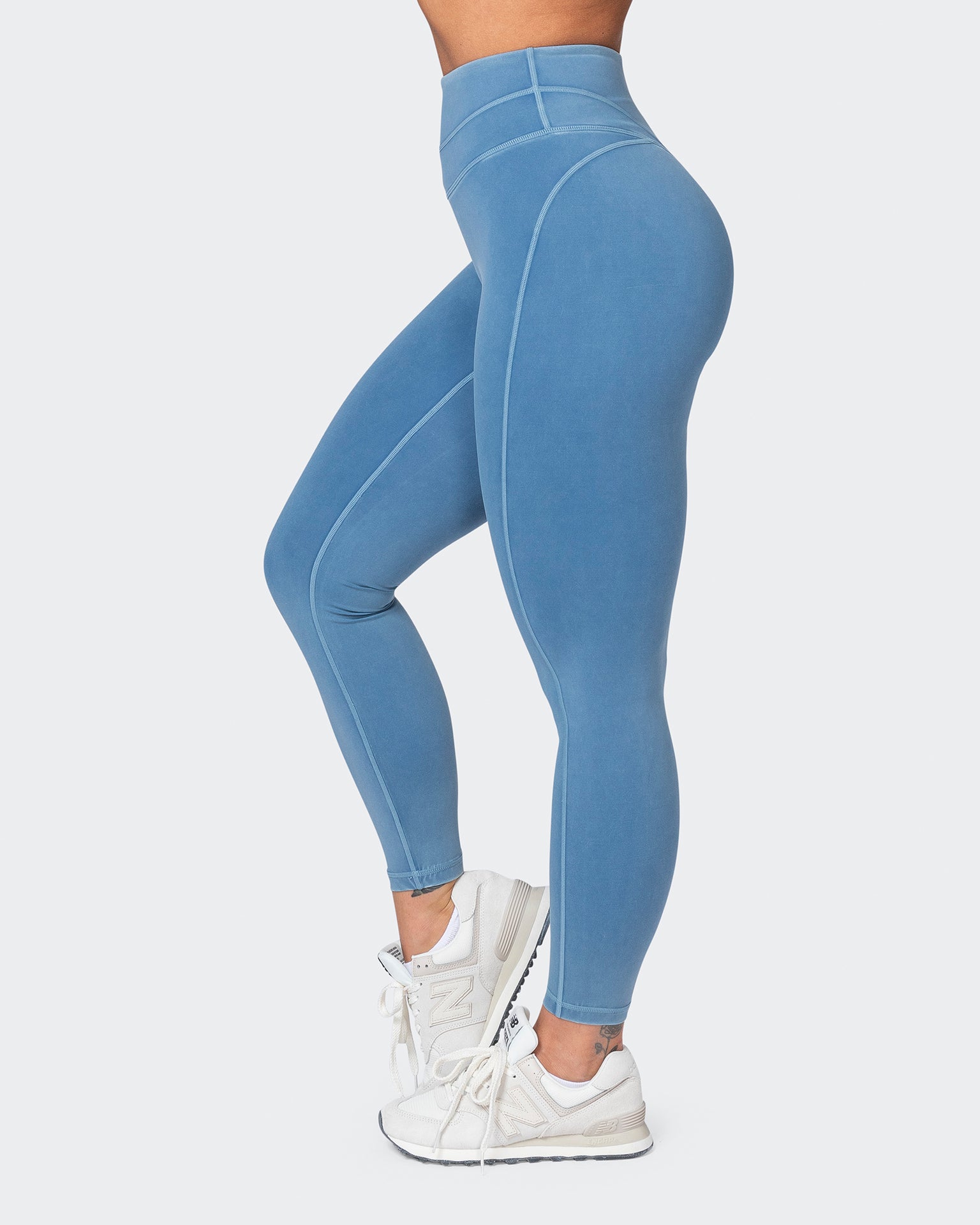 Muscle Nation Gym Leggings Second Skin Ankle Length Leggings - Washed High Tide