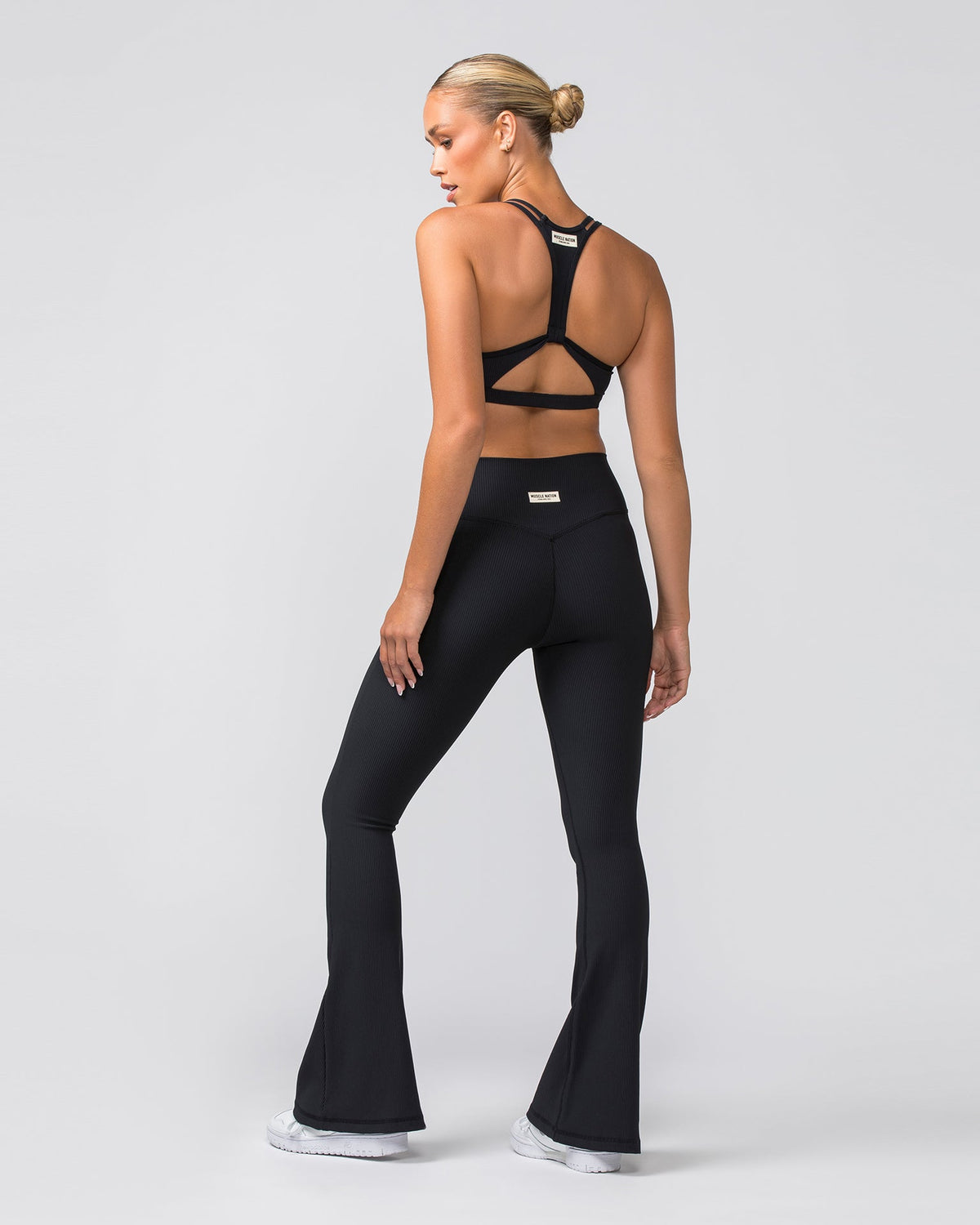 Zero Rise Rib Flare Leggings - Black | Muscle Nation | Be Activewear