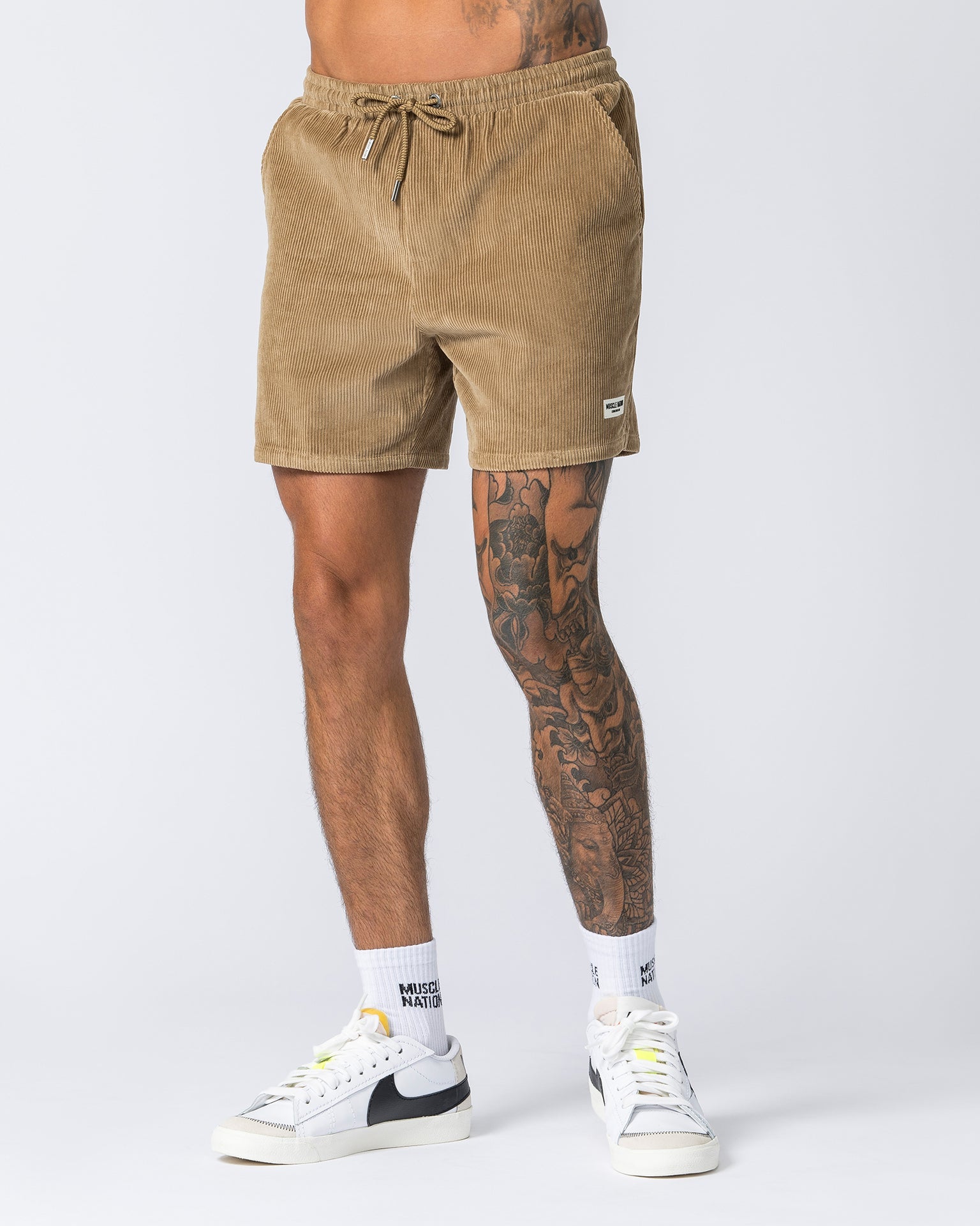 Muscle Nation Gym Shorts Daily Corduroy Shorts - Beige