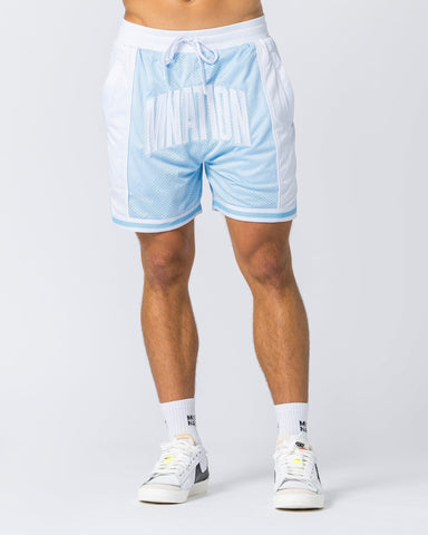 Muscle Nation Gym Shorts Fadeaway 5" Basketball Shorts - Cool Blue