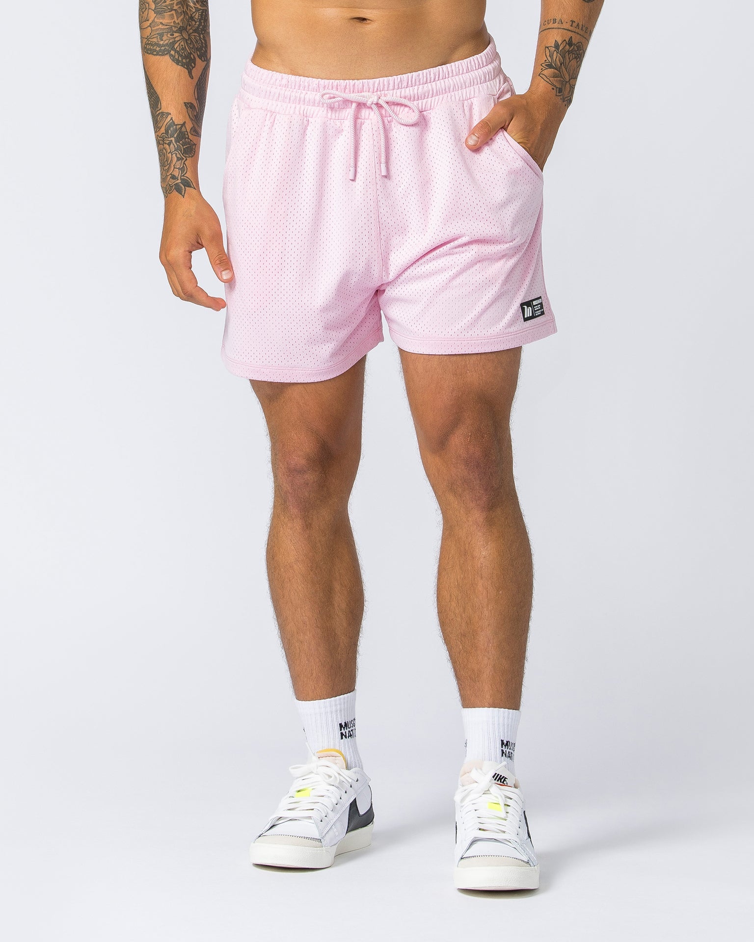 Muscle Nation Gym Shorts Lay Up 3.5" Shorts - Soft Pink