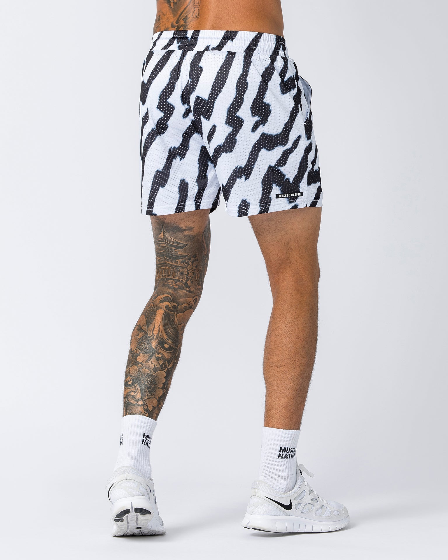 Muscle Nation Gym Shorts Lay Up 3.5" Shorts - Monochrome Voltage Print