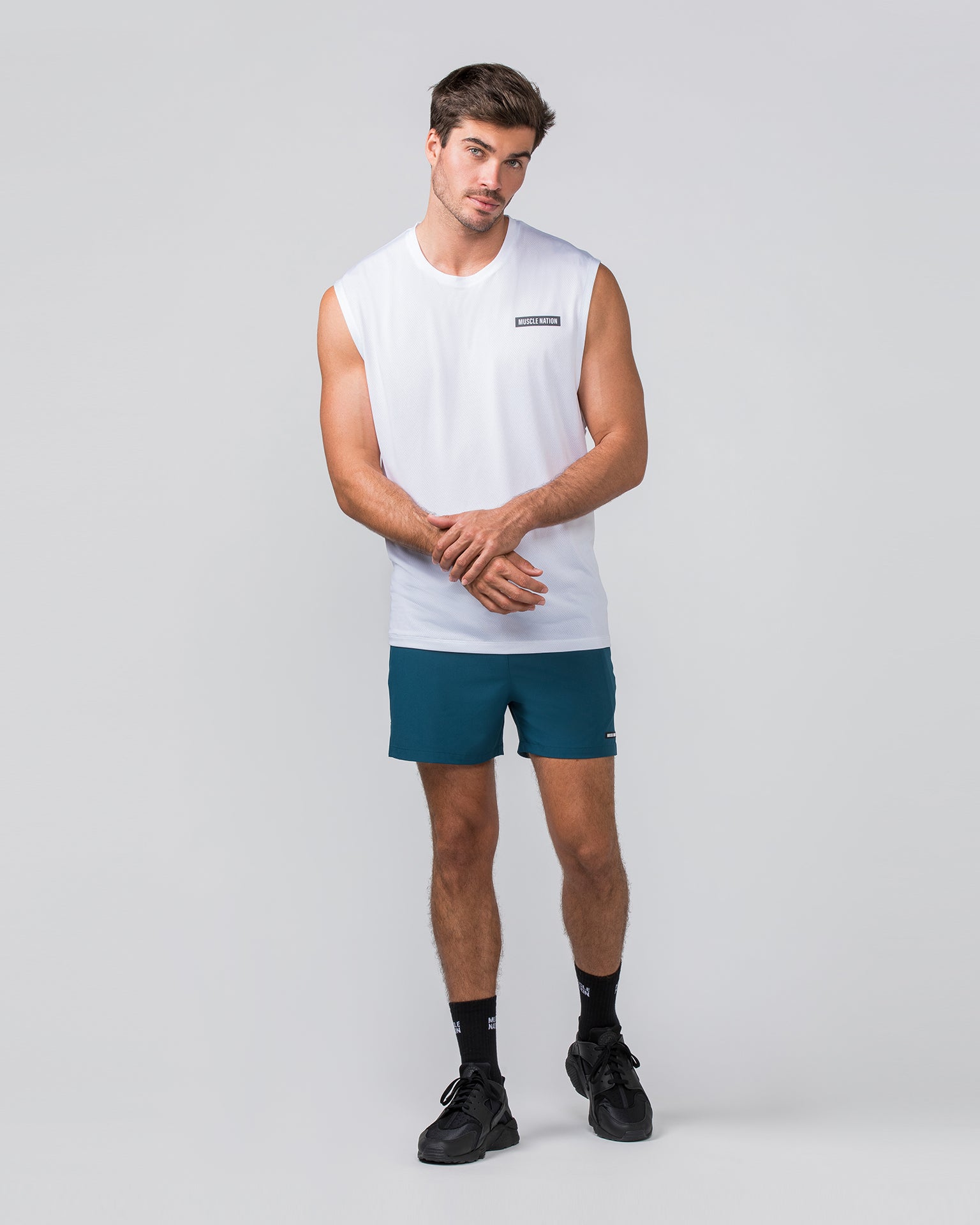 Muscle Nation Gym Shorts Level Up Training 4'' Shorts - Tidal Teal