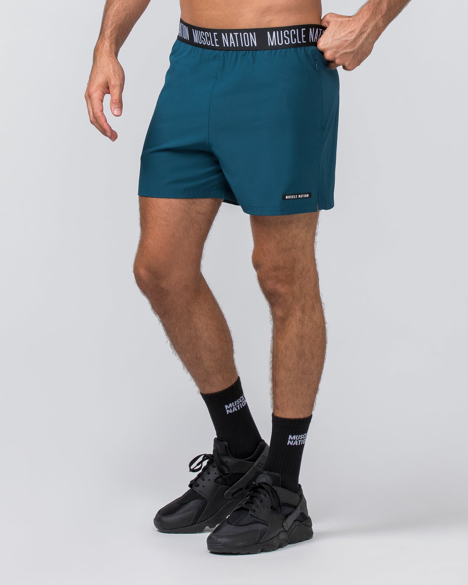 Muscle Nation Gym Shorts Level Up Training 4'' Shorts - Tidal Teal