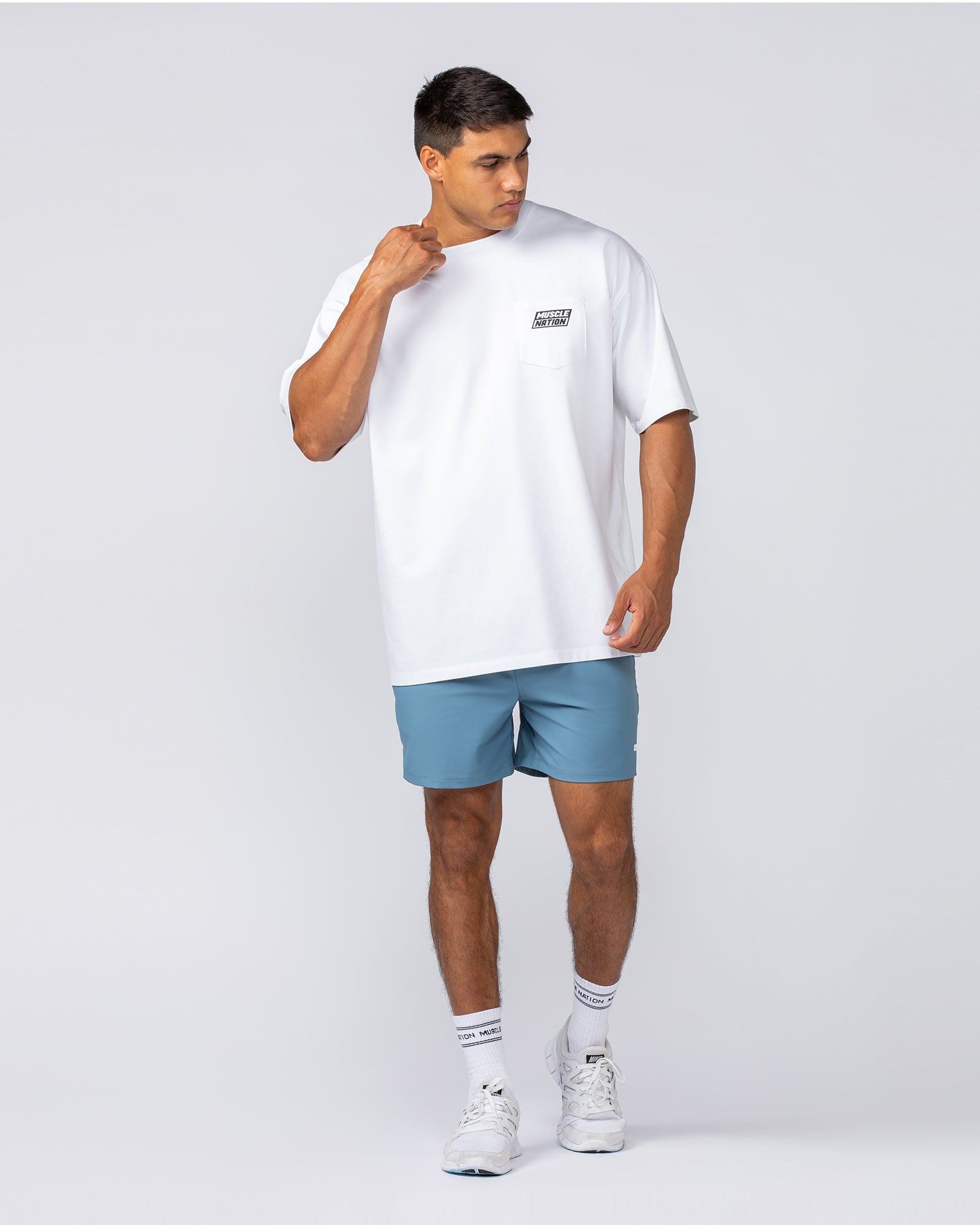 Muscle Nation Gym Shorts On Repeat Training 5" Shorts - Pale Thunder