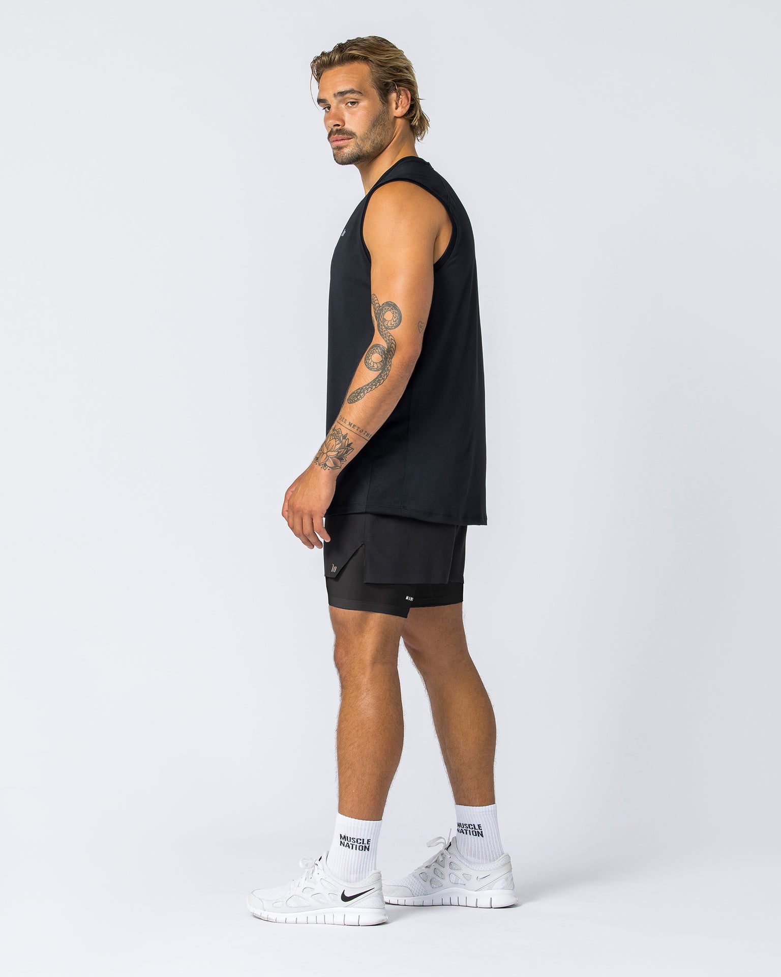 Muscle Nation Gym Shorts Replay 3" Shorts - Black/Black