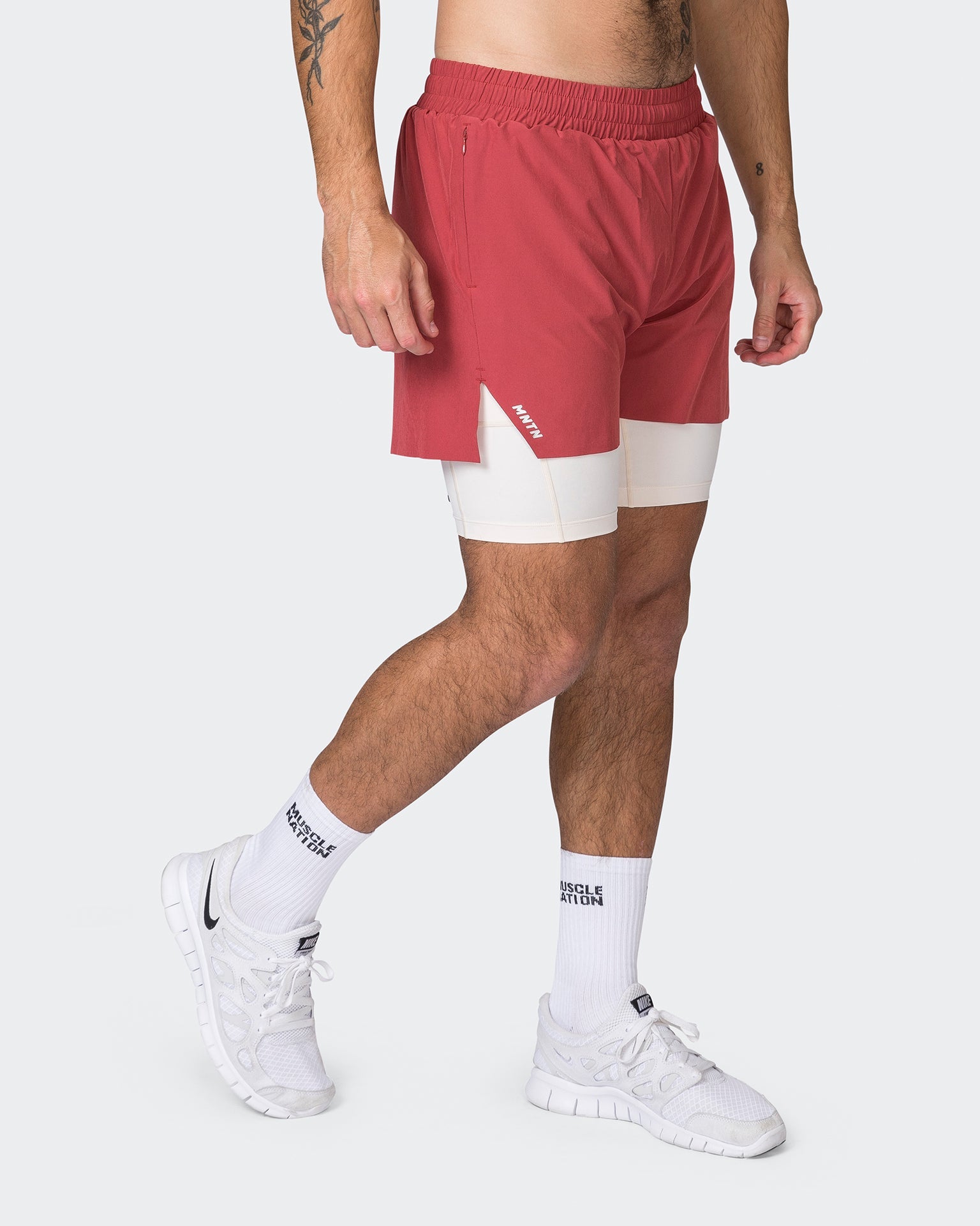 Muscle Nation Gym Shorts Replay 3" Shorts - Dusty Red