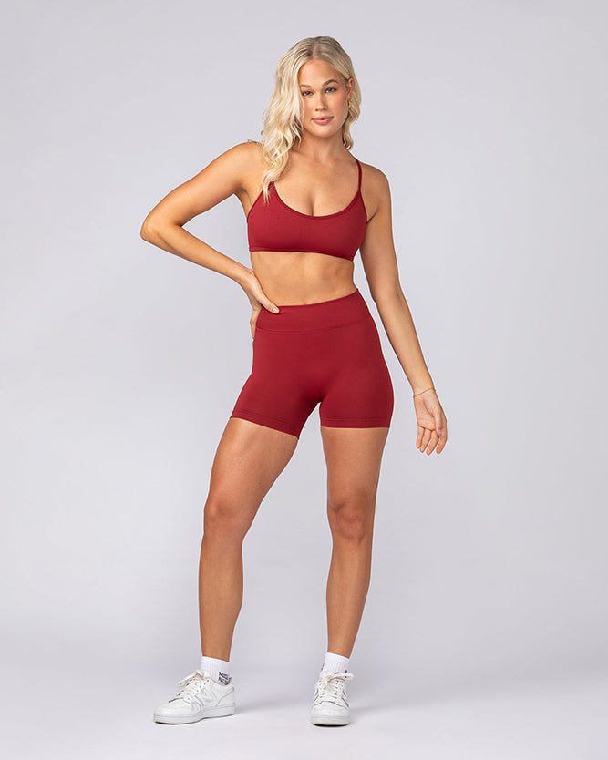 Muscle Nation Gym Shorts Sculpt Seamless Midway Shorts - Merlot