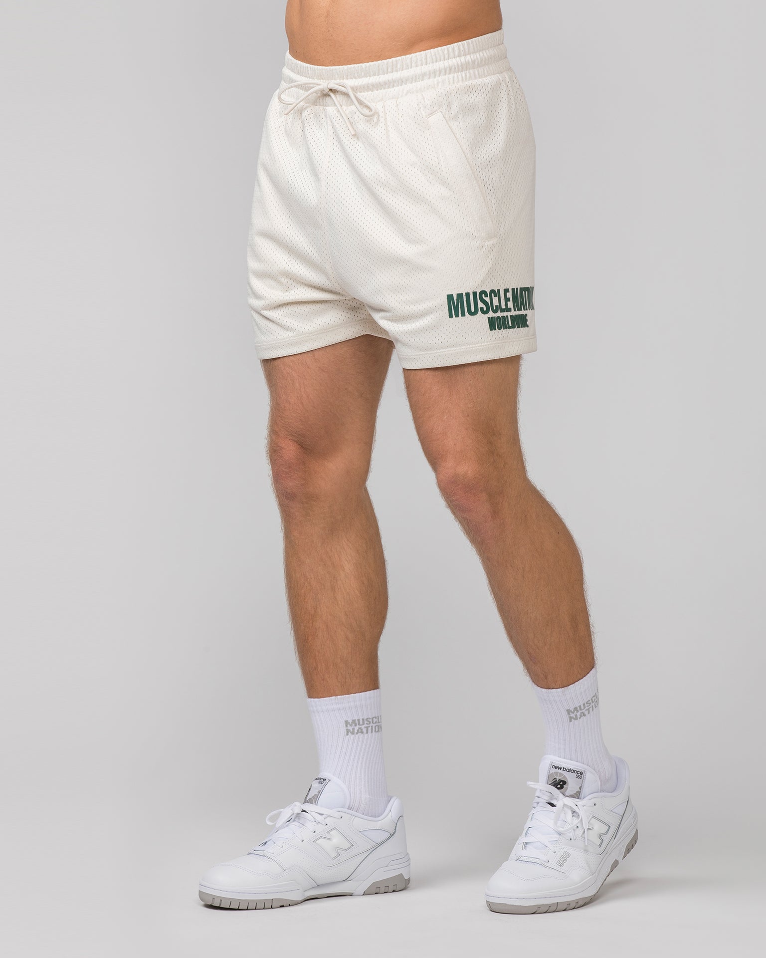 Muscle Nation Gym Shorts Worldwide Lay Up 3.5'' Shorts - Travertine