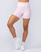Muscle Nation Gym Shorts Zero Rise Rib Midway Shorts - Baby Pink