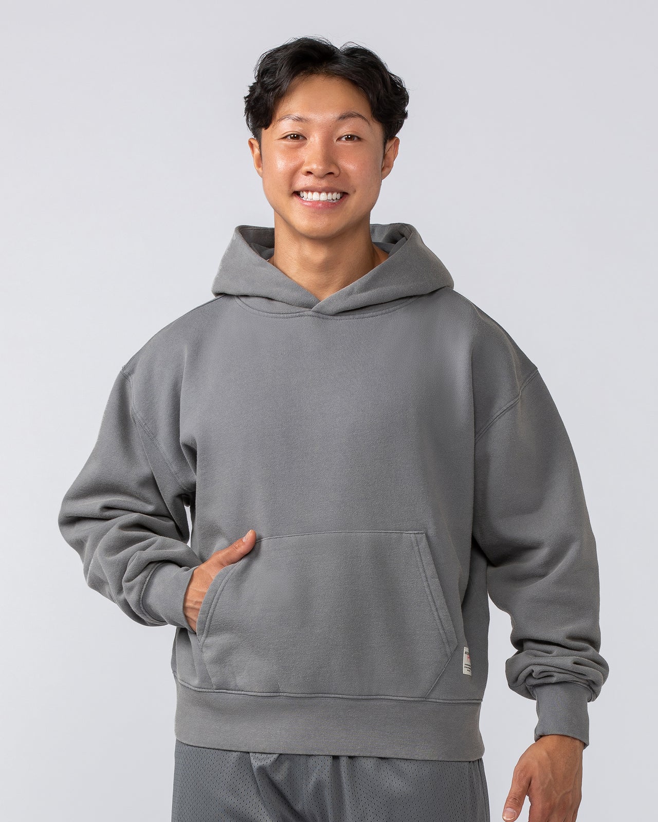 Muscle Nation Hoodies Lee Lem Cropped Hoodie - Washed Platinum Grey