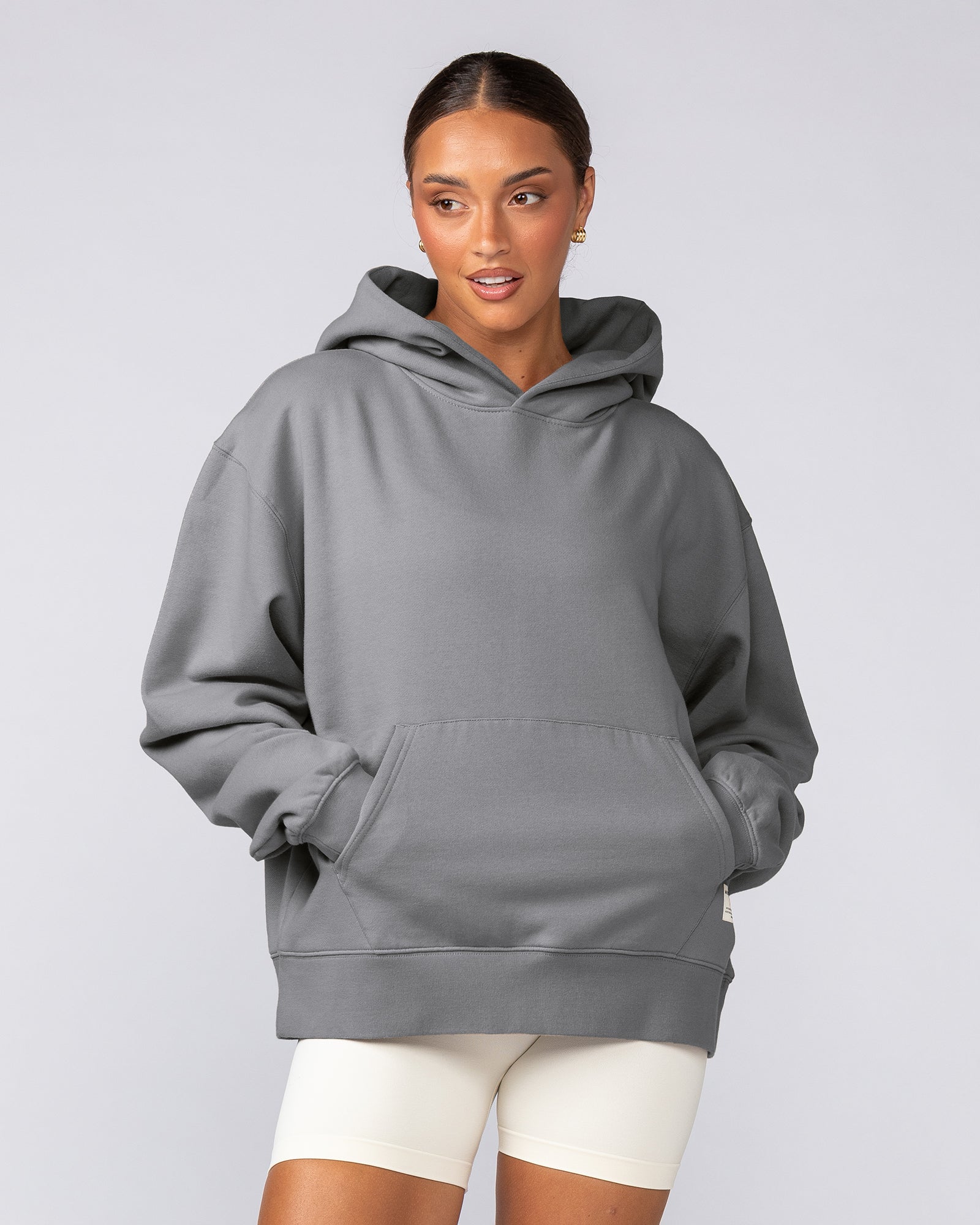 Muscle Nation Hoodies Lee Lem Cropped Hoodie - Washed Platinum Grey