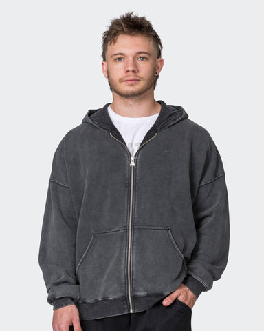 Zip Hoodie Mens Oversized Hoodie Washed Grey Hoodie Men Cropped