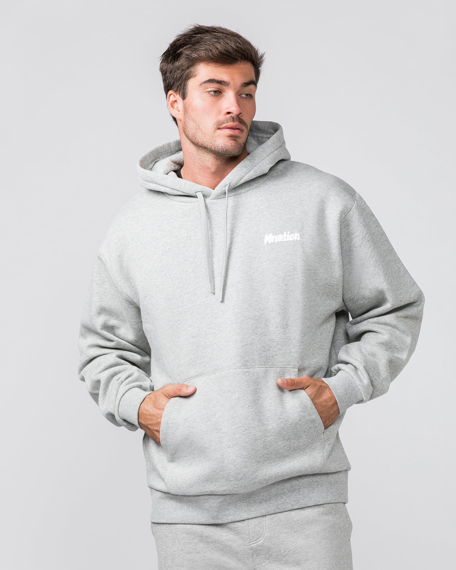 Muscle Nation Hoodies MNation Oversized Hoodie - Grey Marl