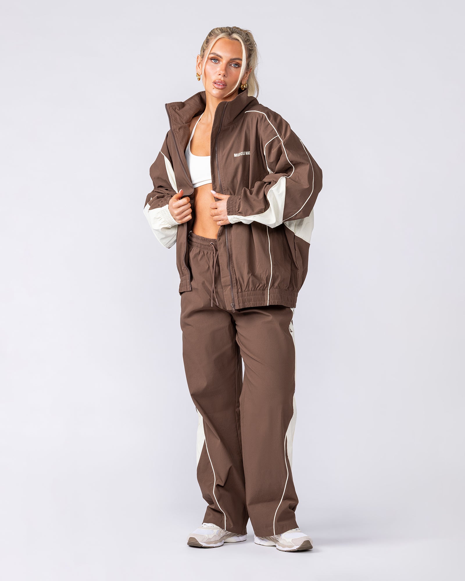 Muscle Nation Jackets Command Windbreaker Zip Through - Brown